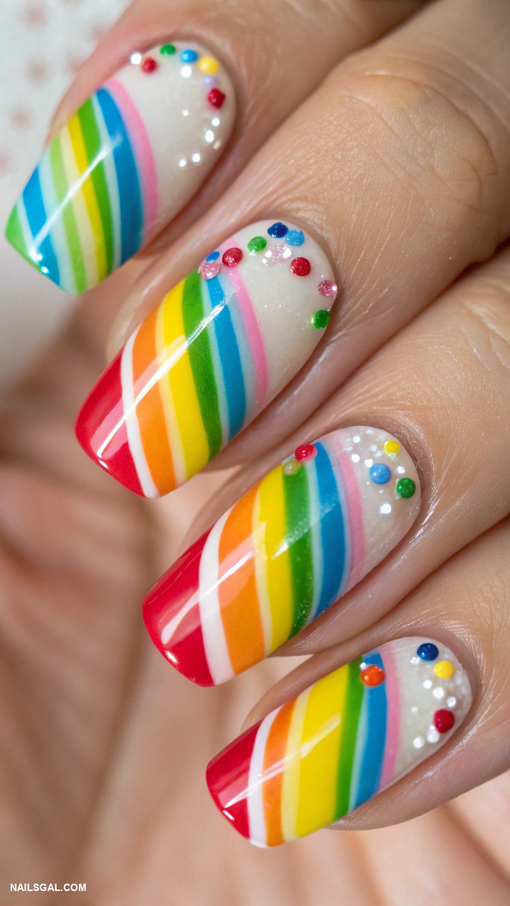 candy cane nails Rainbow striped candies