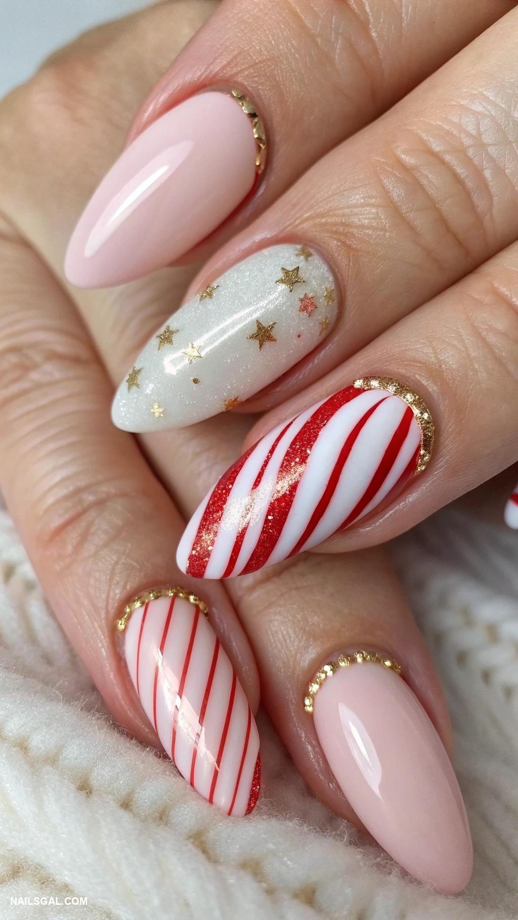 candy cane nails Reverse candy cane design