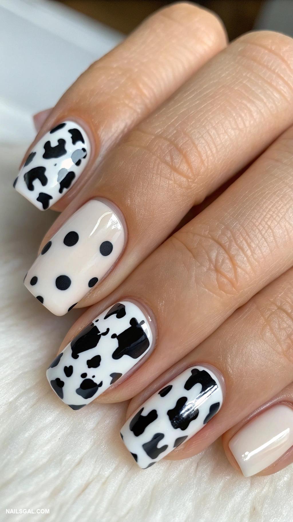 cow nail art Minimalistic cow print with negative space