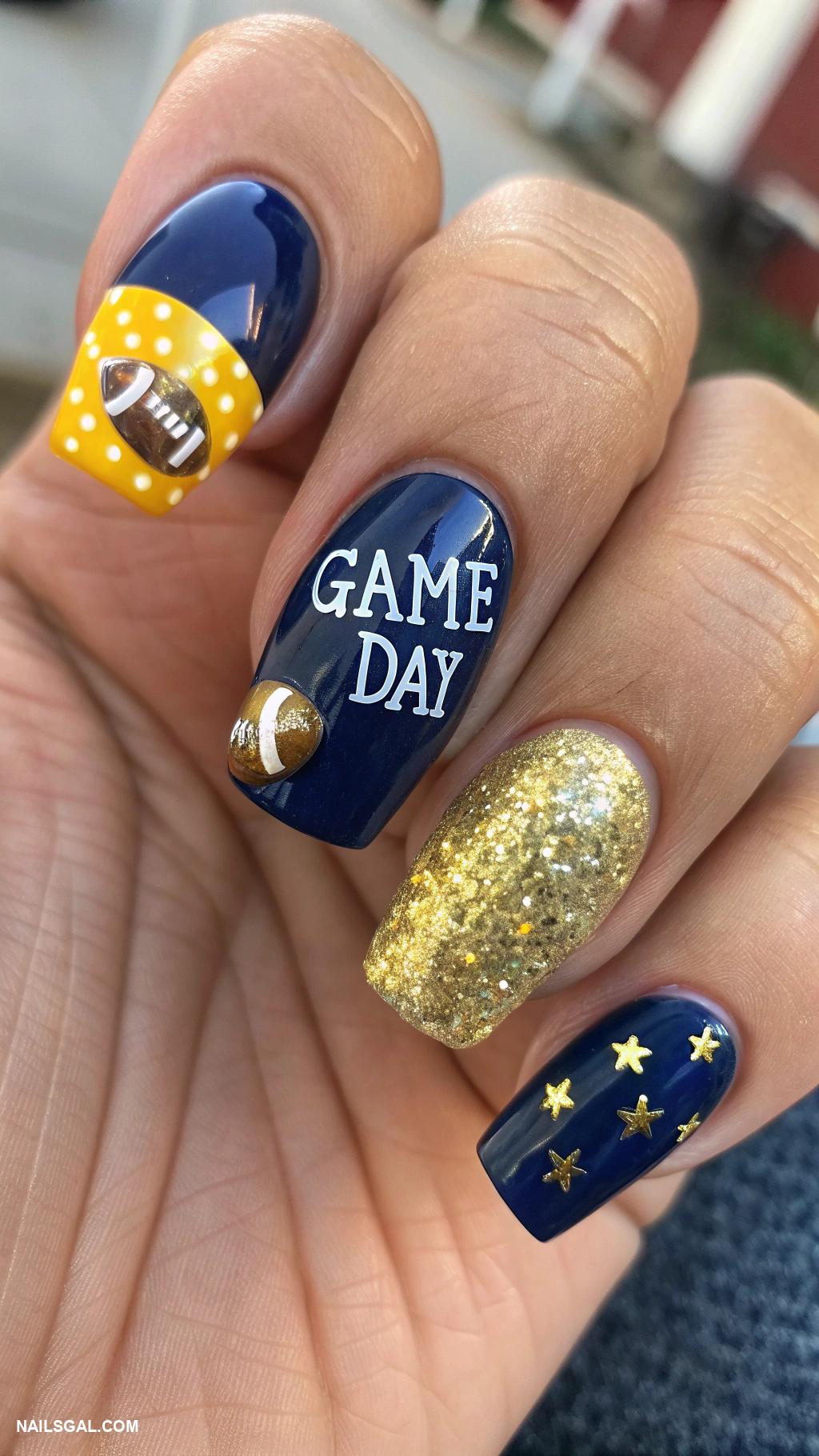 game day nails Game day quote on accent nail