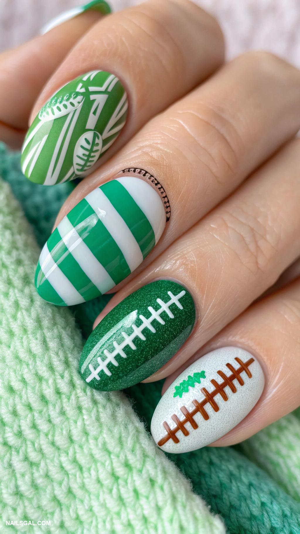 game day nails Rugby stripes and patterns