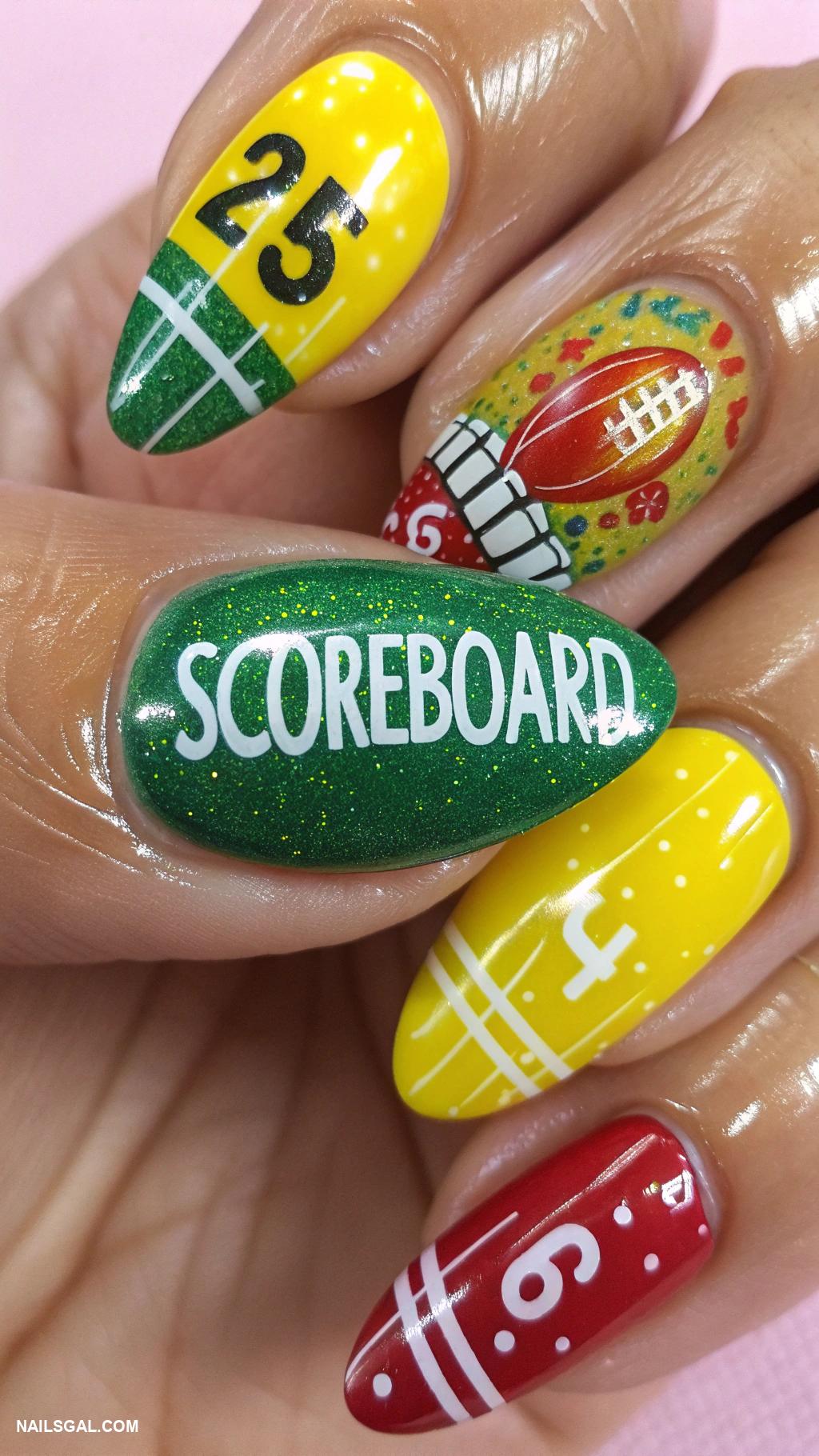game day nails Scoreboard nail stamp designs