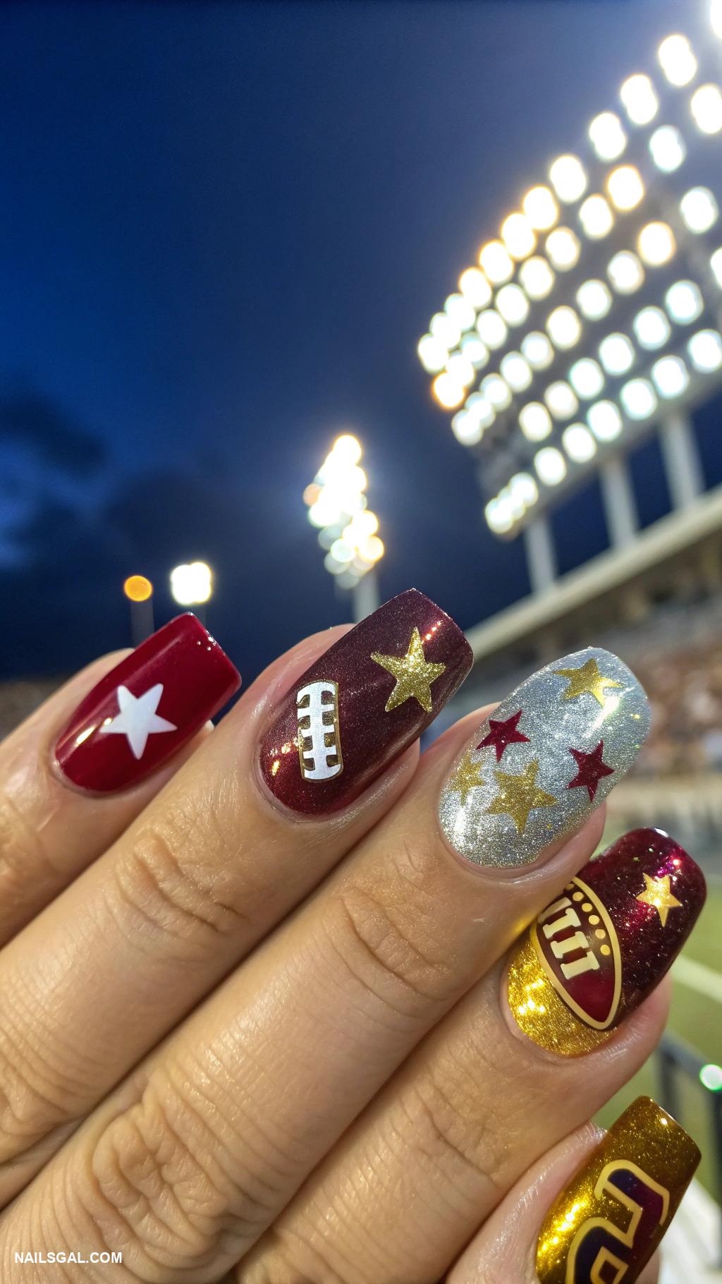 game day nails Stadium lights and cheers