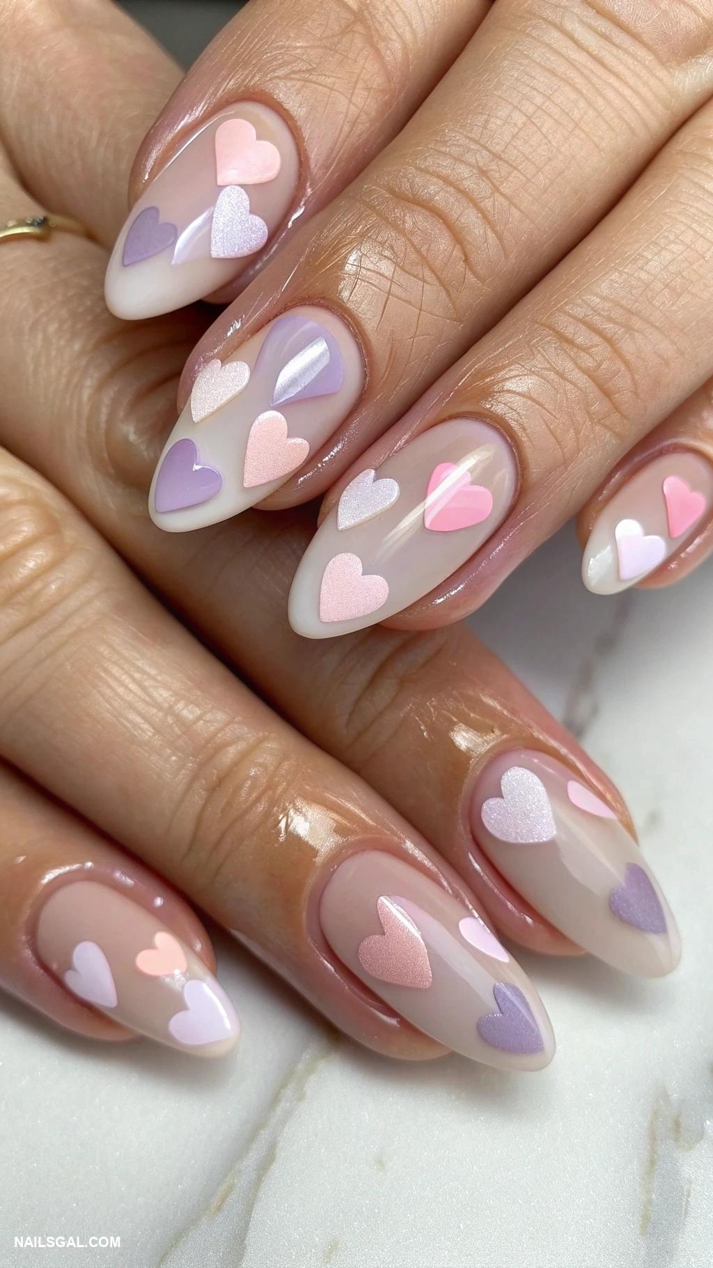 heart nails Negative space nails with hearts