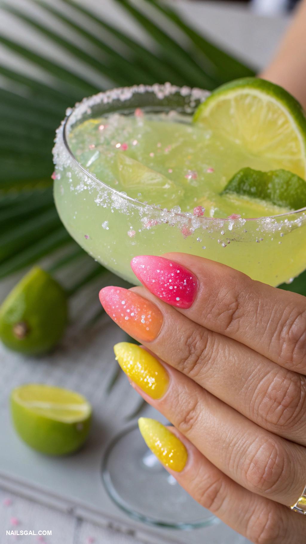 margarita nails Colorful margarita splash effect