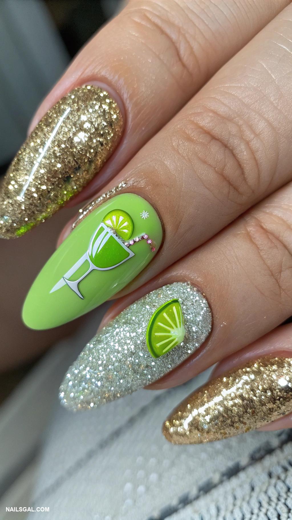 margarita nails Glittery margarita inspired nails