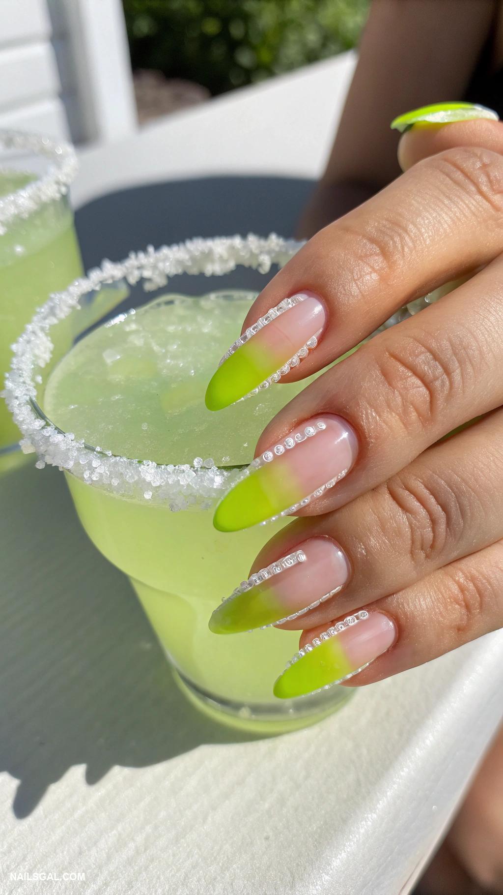 margarita nails Salt rim design tips