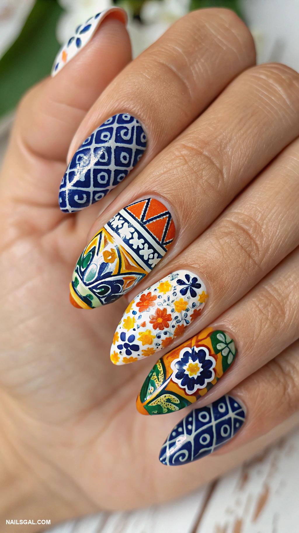 mexico nails Mexican tile mosaic nails