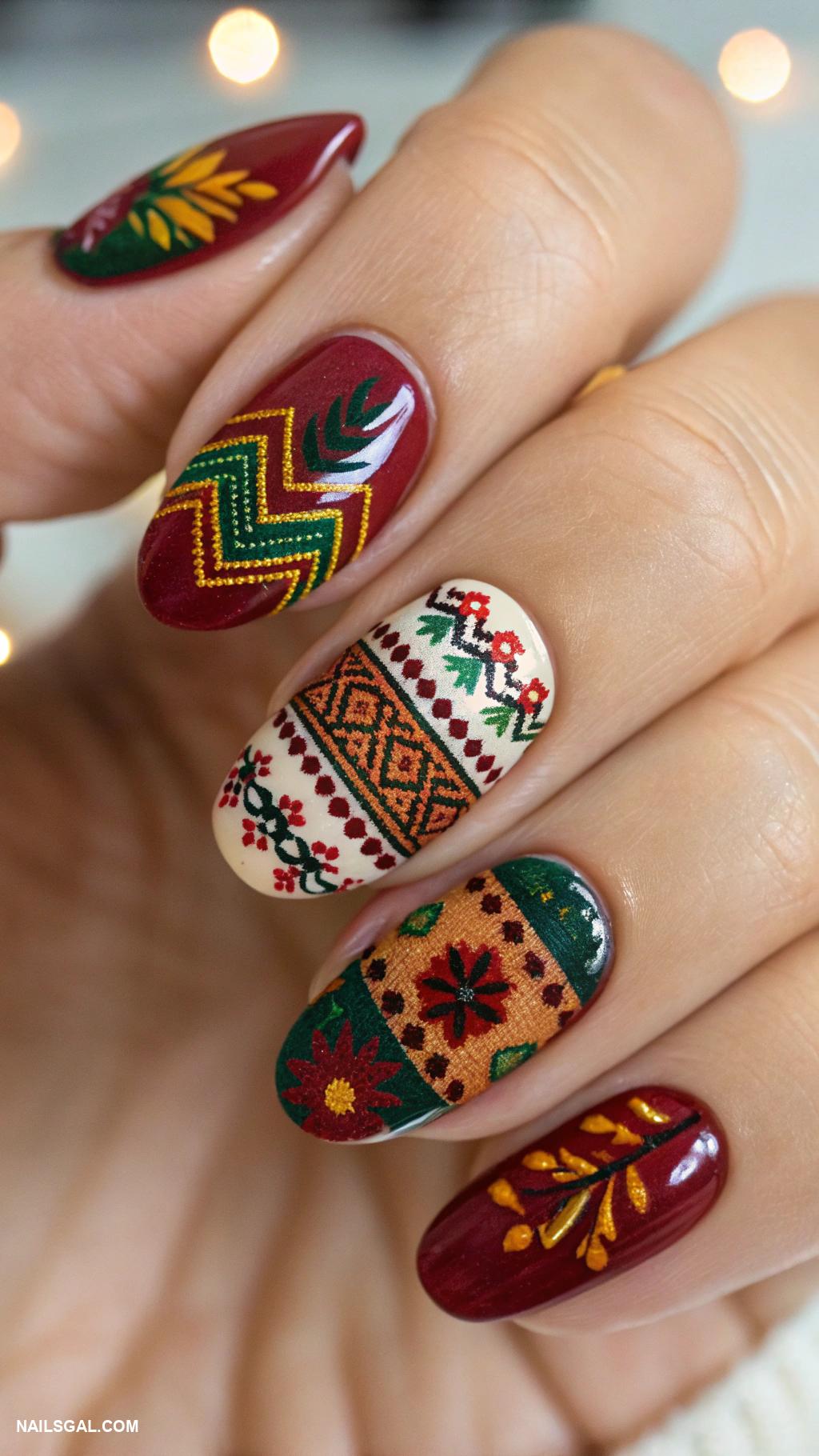 mexico nails Oaxaca woven textile patterns