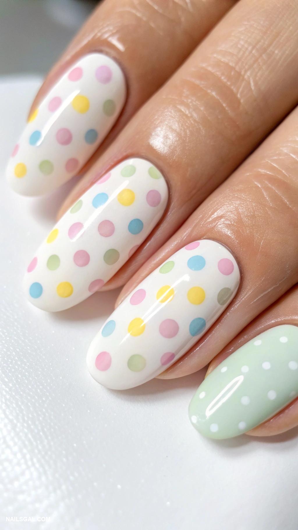 prom nails Cute polka dots on white background