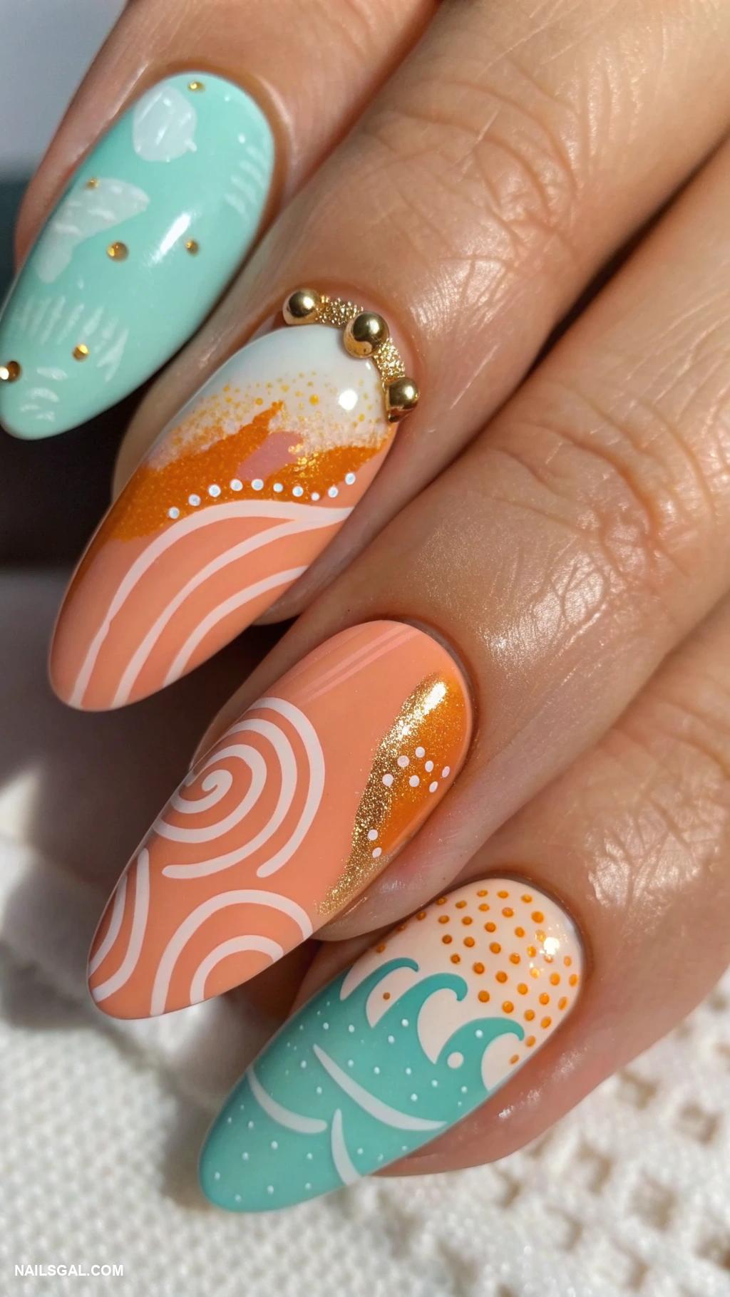sicily nails Abstract art inspired by Sicilian coast