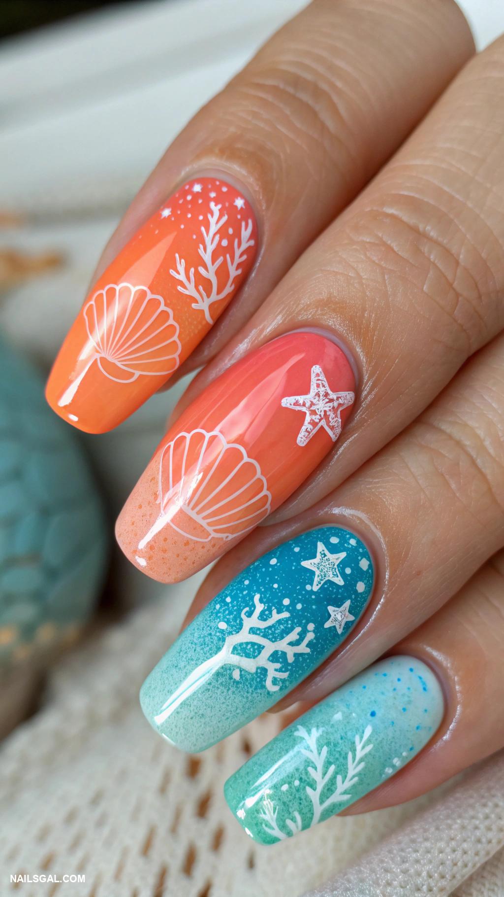 sicily nails Coral reef colors for summer nails