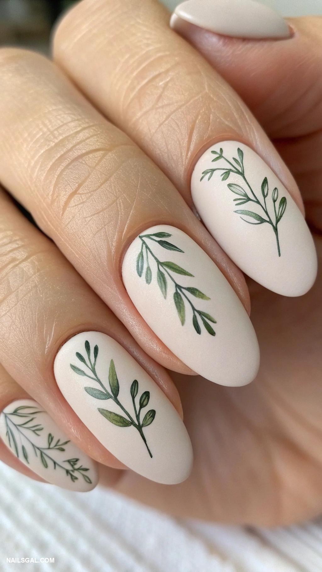 sicily nails Olive branch minimalist design
