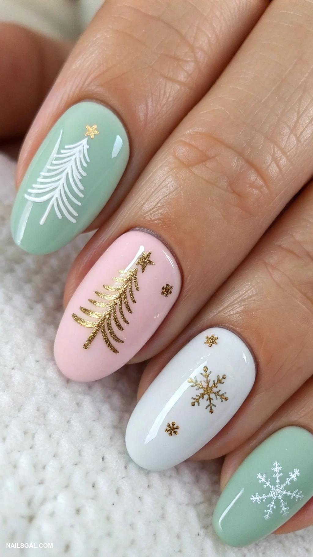 simple holiday nails Simple Christmas tree designs