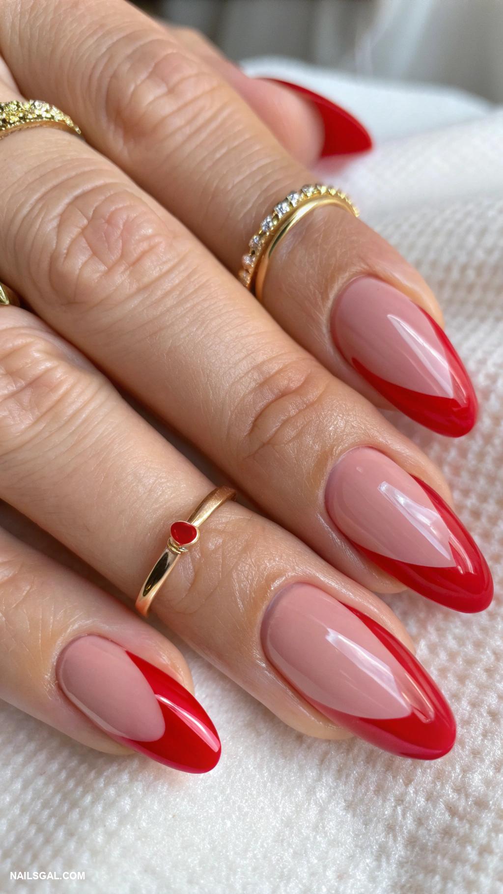 valentines day nails ideas Classic French with red tips