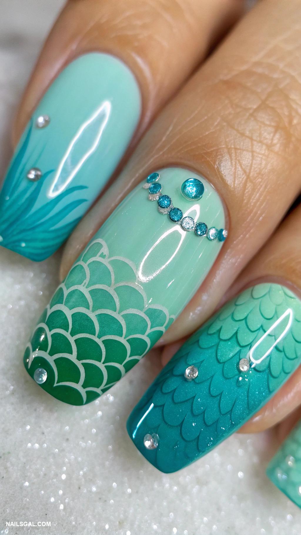aqua nails Aquatic bubbles with glossy finish