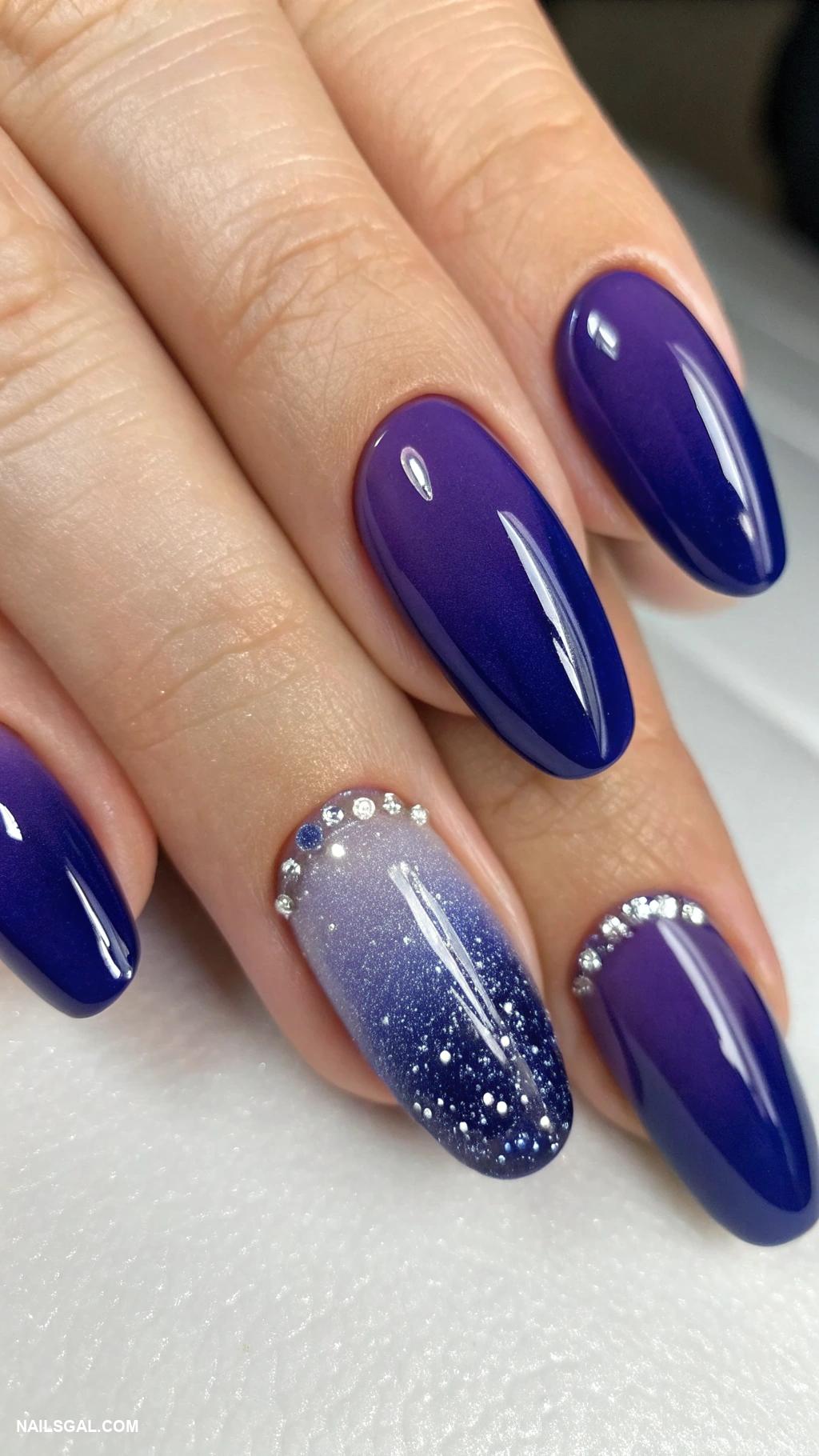 blue and purple nails Ombre transition from blue to purple