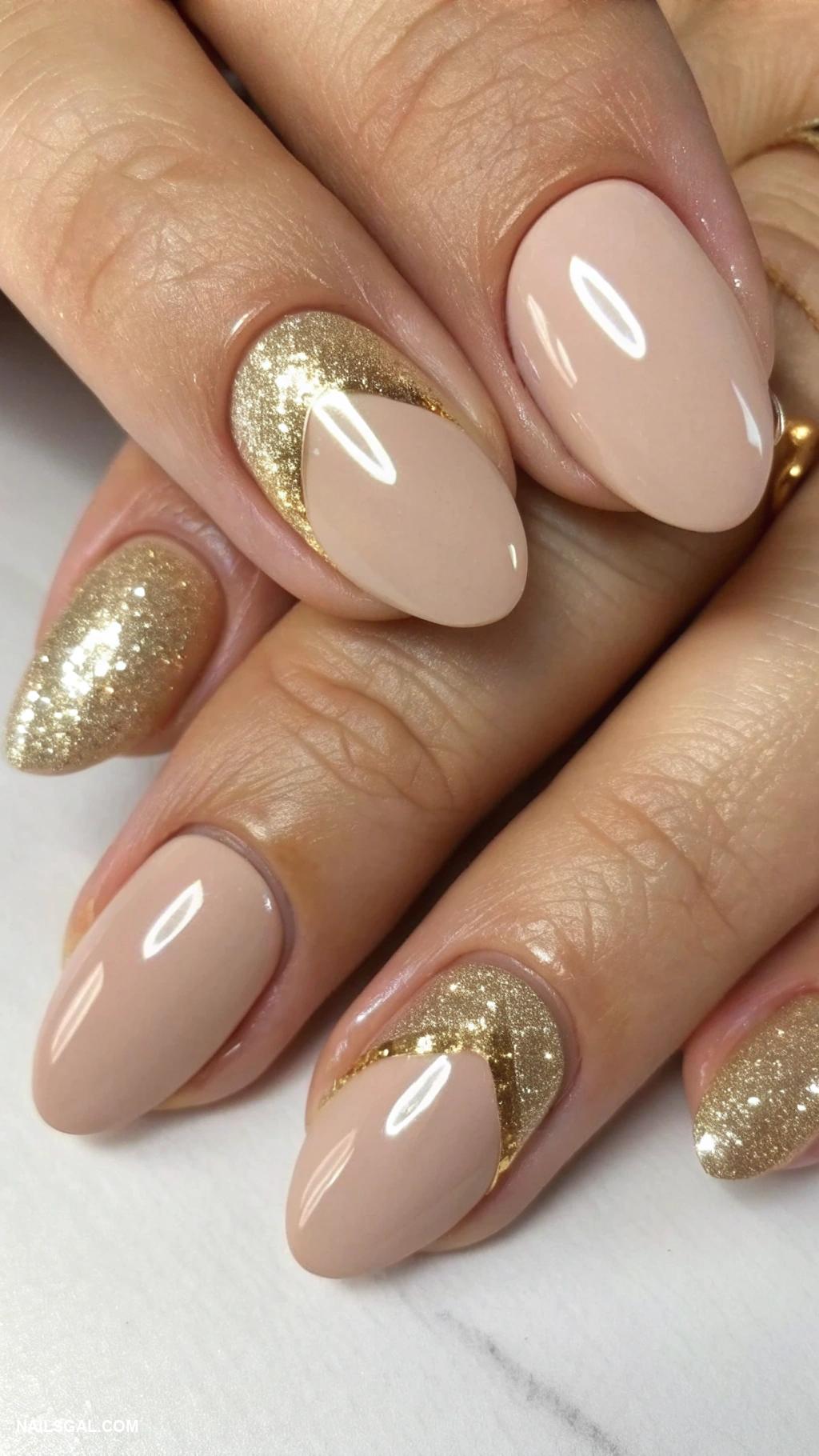 champagne nails Half moon champagne manicure