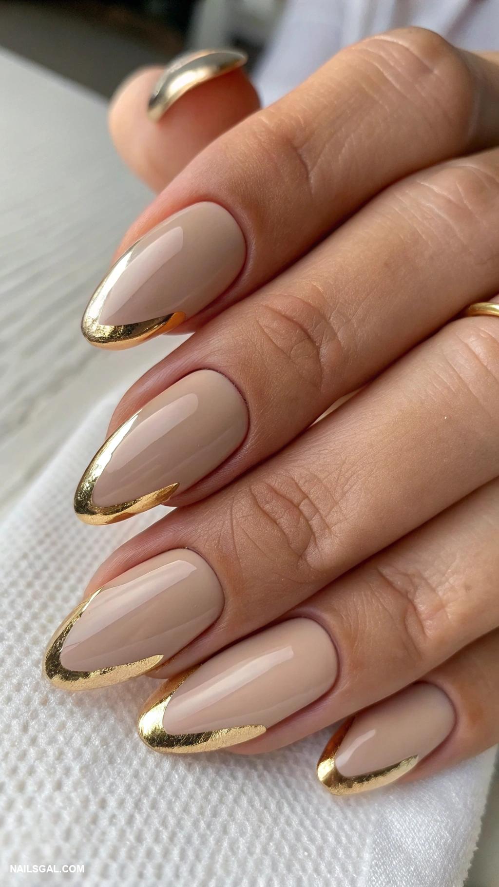 champagne nails Matte champagne with shiny tips