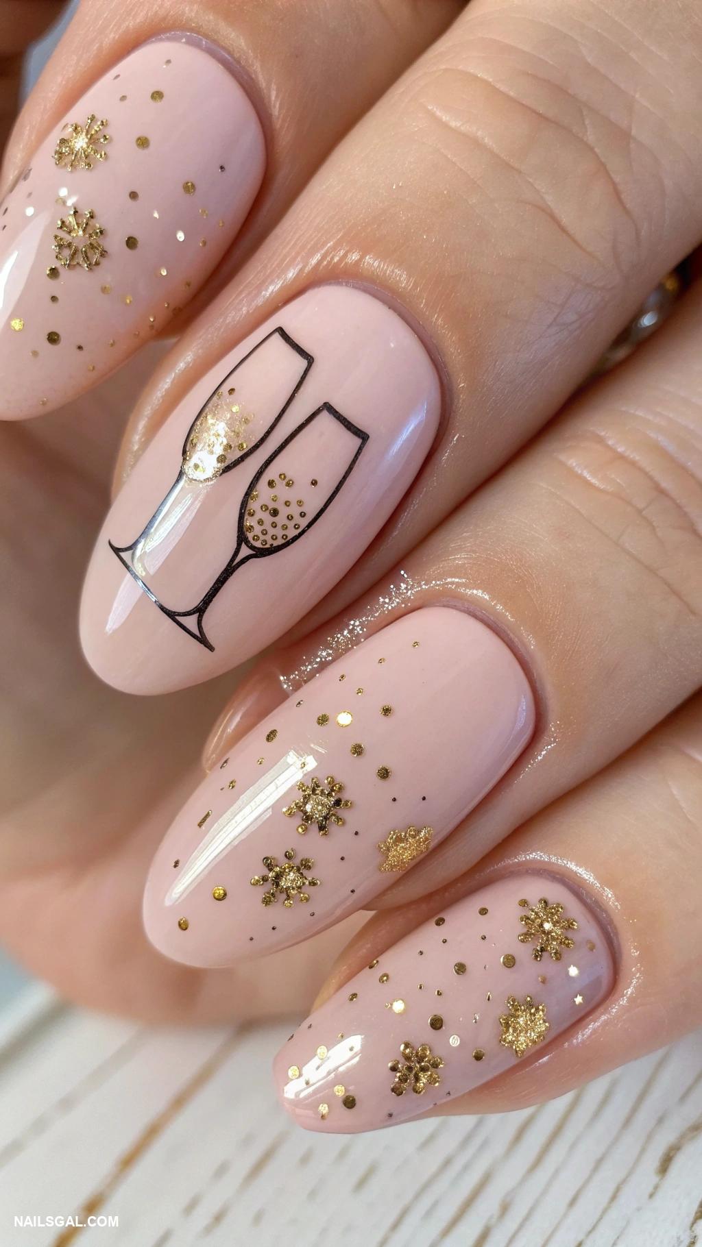 champagne nails Negative space champagne shapes