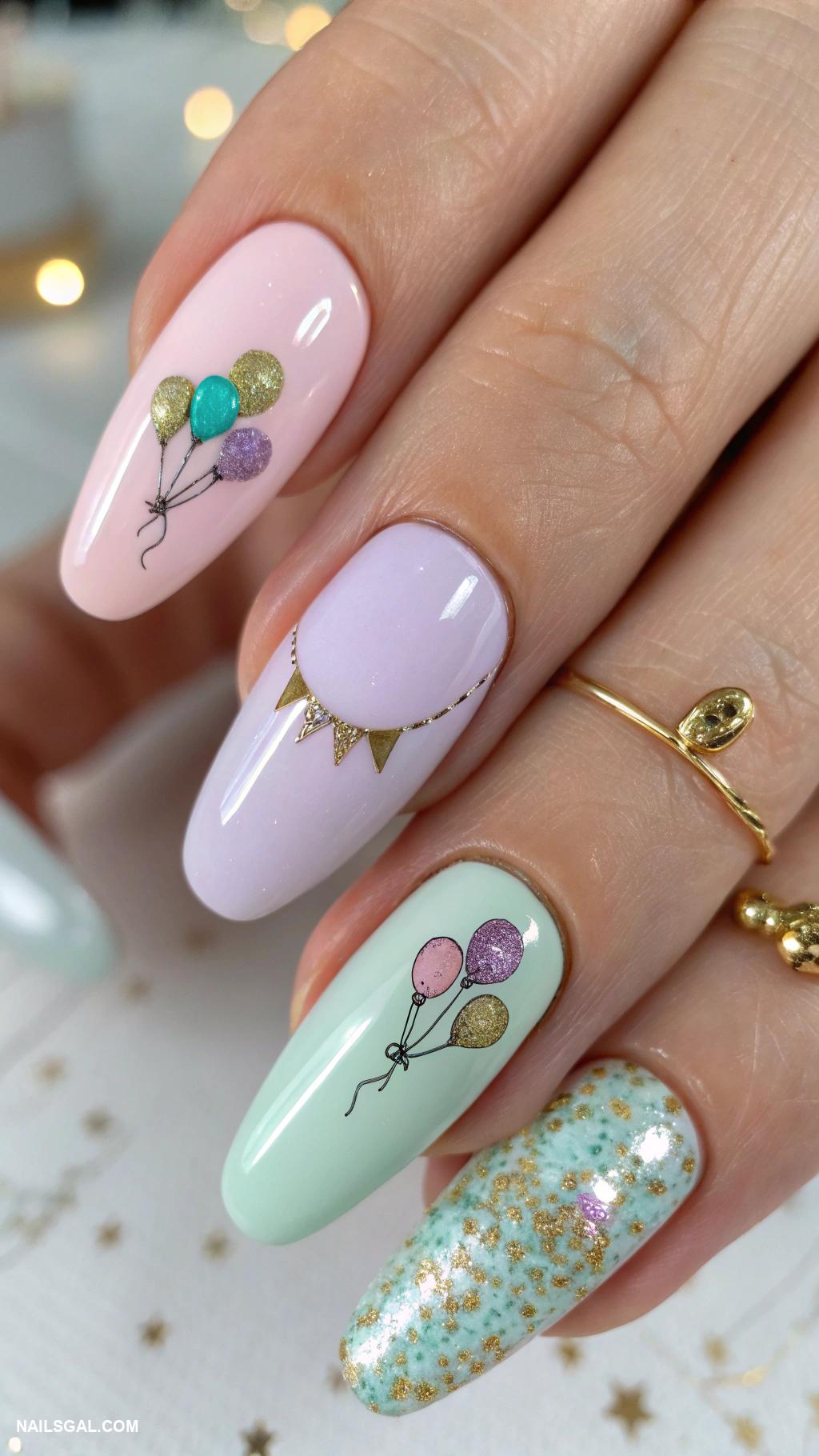 grad nails Nail art featuring graduation balloons