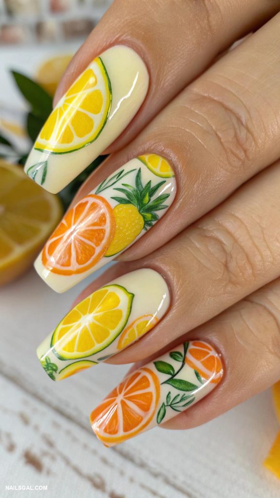 italy nails Sicilian citrus fruits nail art