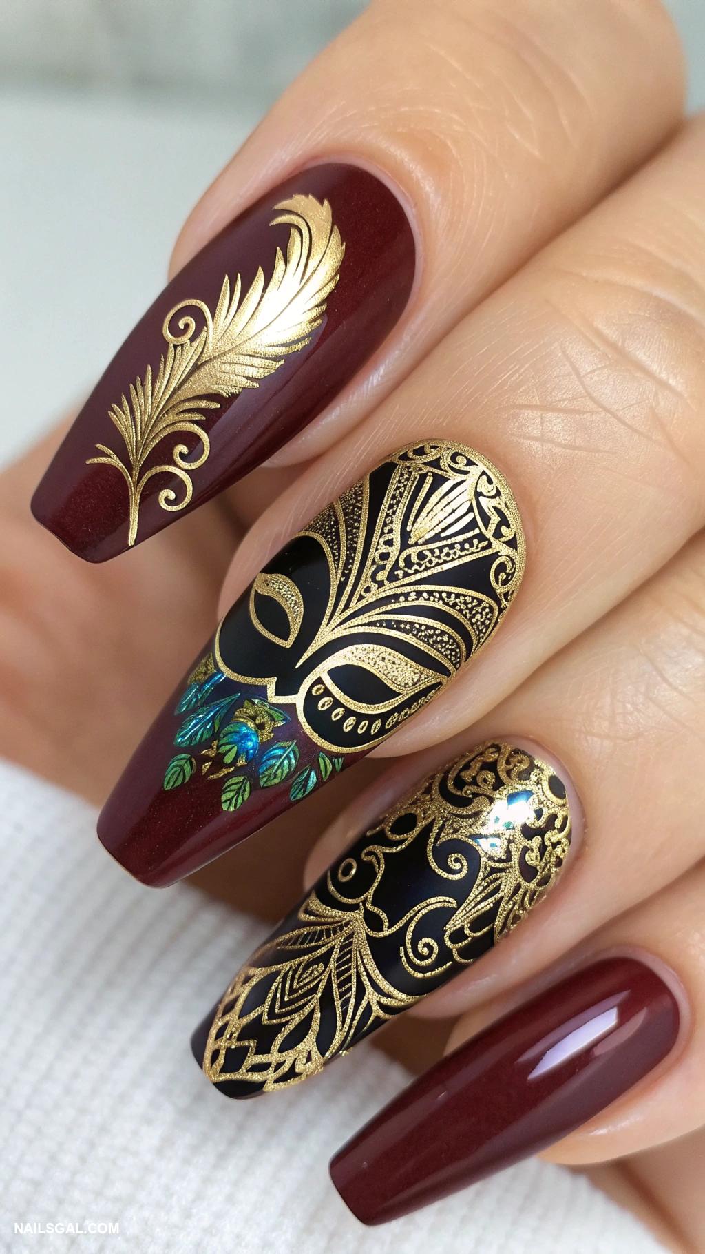 italy nails Venetian mask inspired nail art