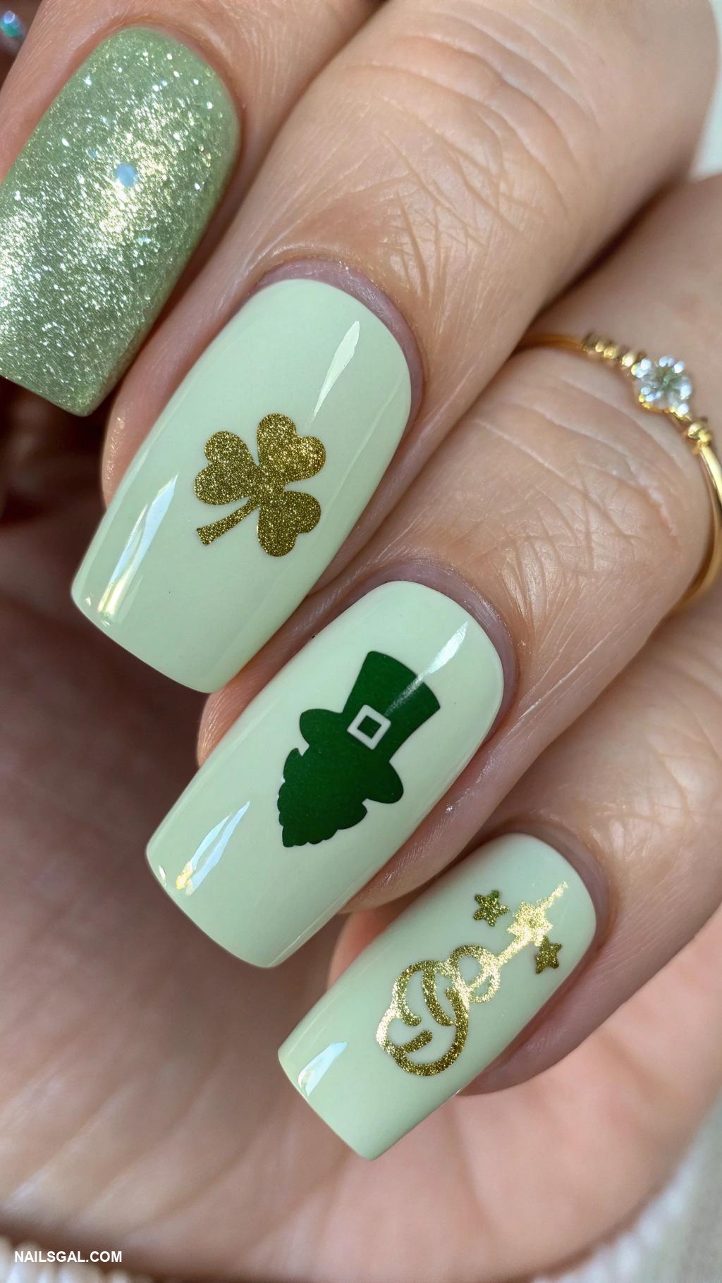 leprechaun nails Negative space with leprechaun silhouette