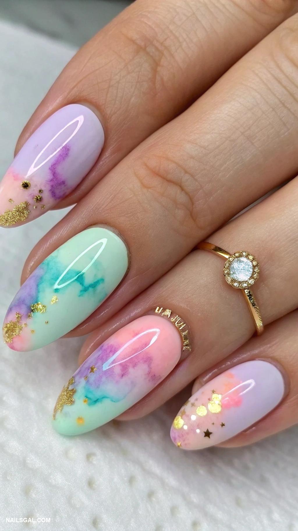 maine nails Watercolor splash art design