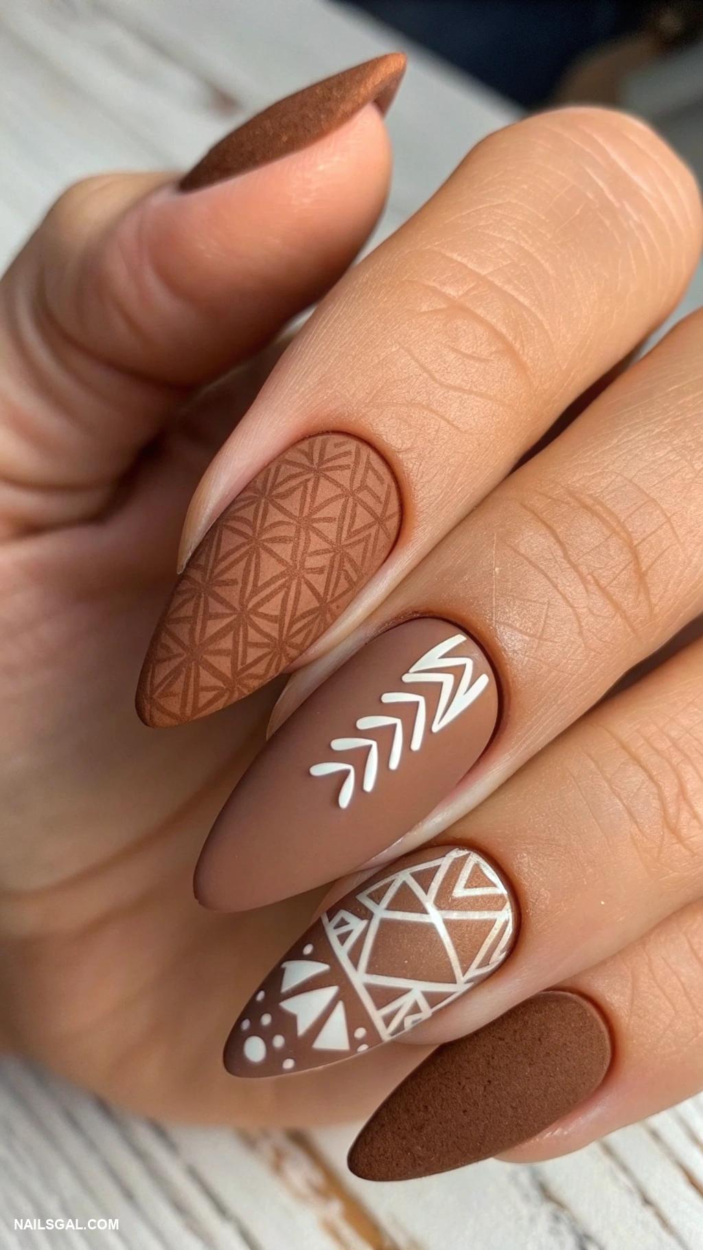 matte brown nails Matte brown with negative space designs