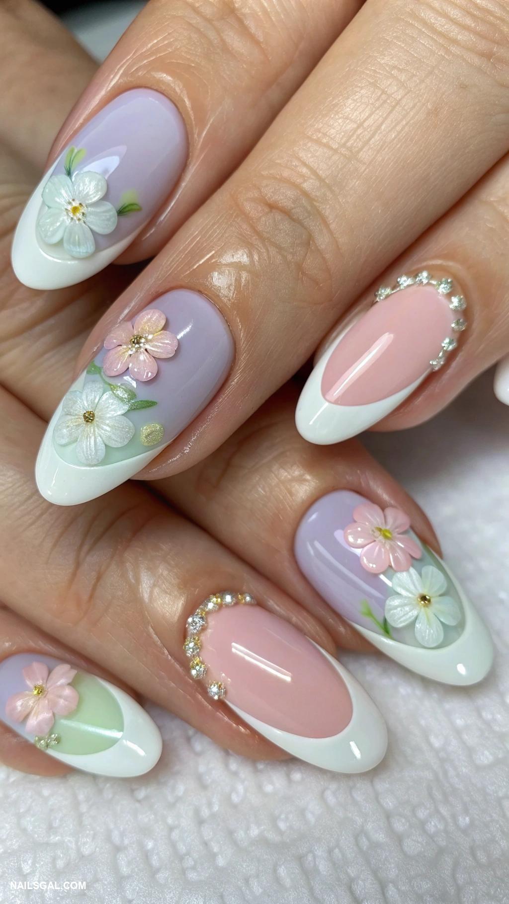 mother of the bride nails Elegant french tips with soft pastel colors