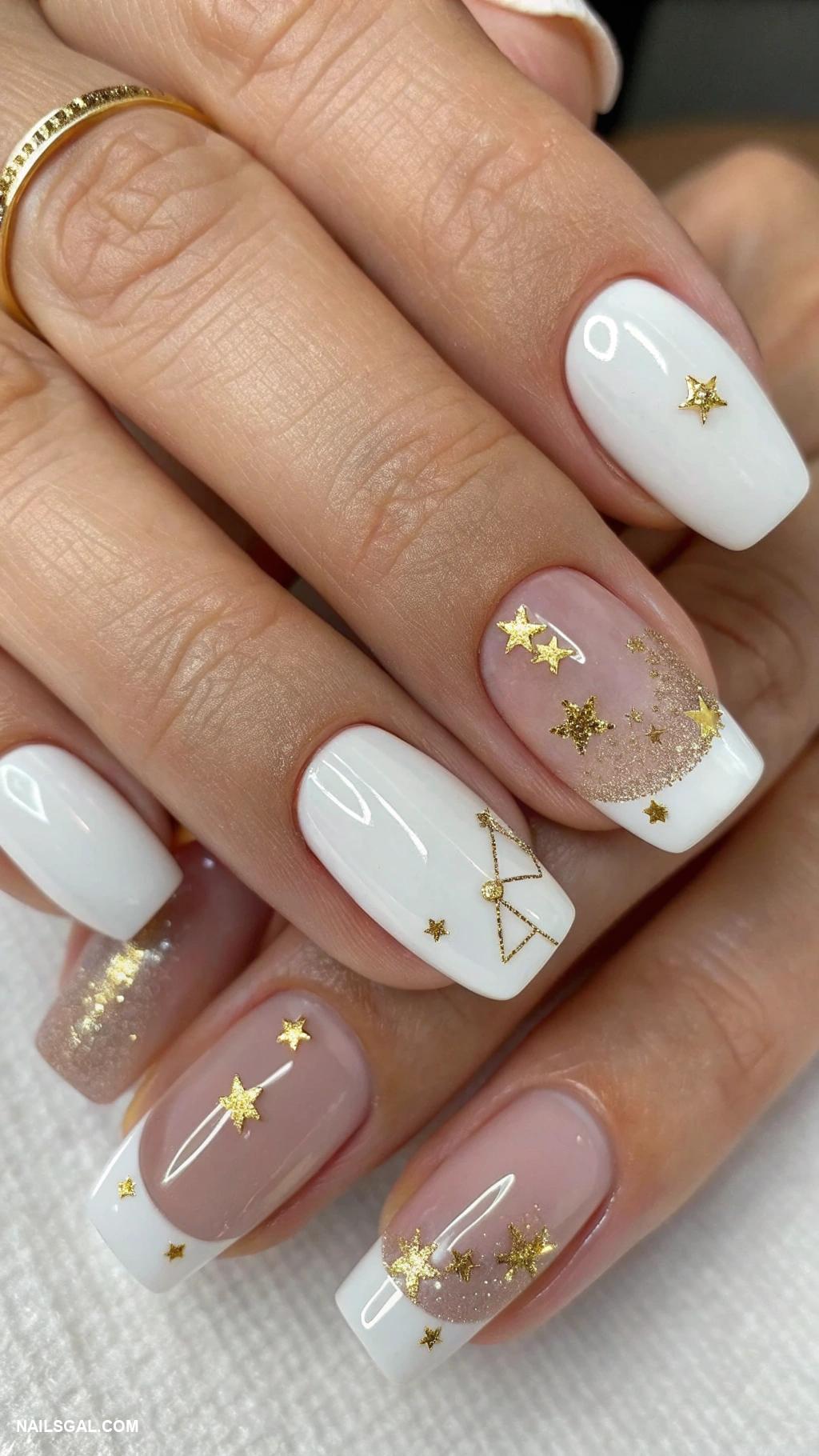 mother of the groom nails Classic French tips with gold accents