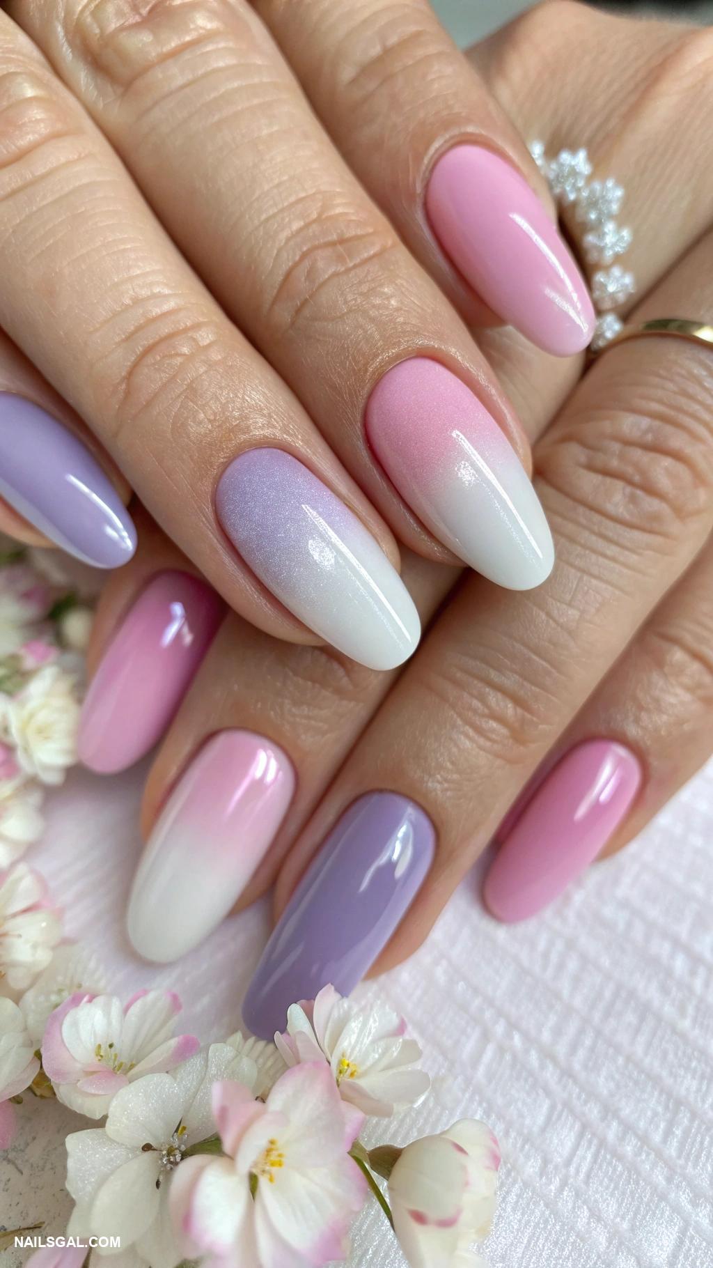 mother of the groom nails Pastel ombre with gradient effect
