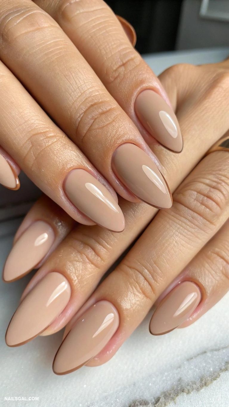 neutral color nail designs Matte beige with glossy tips