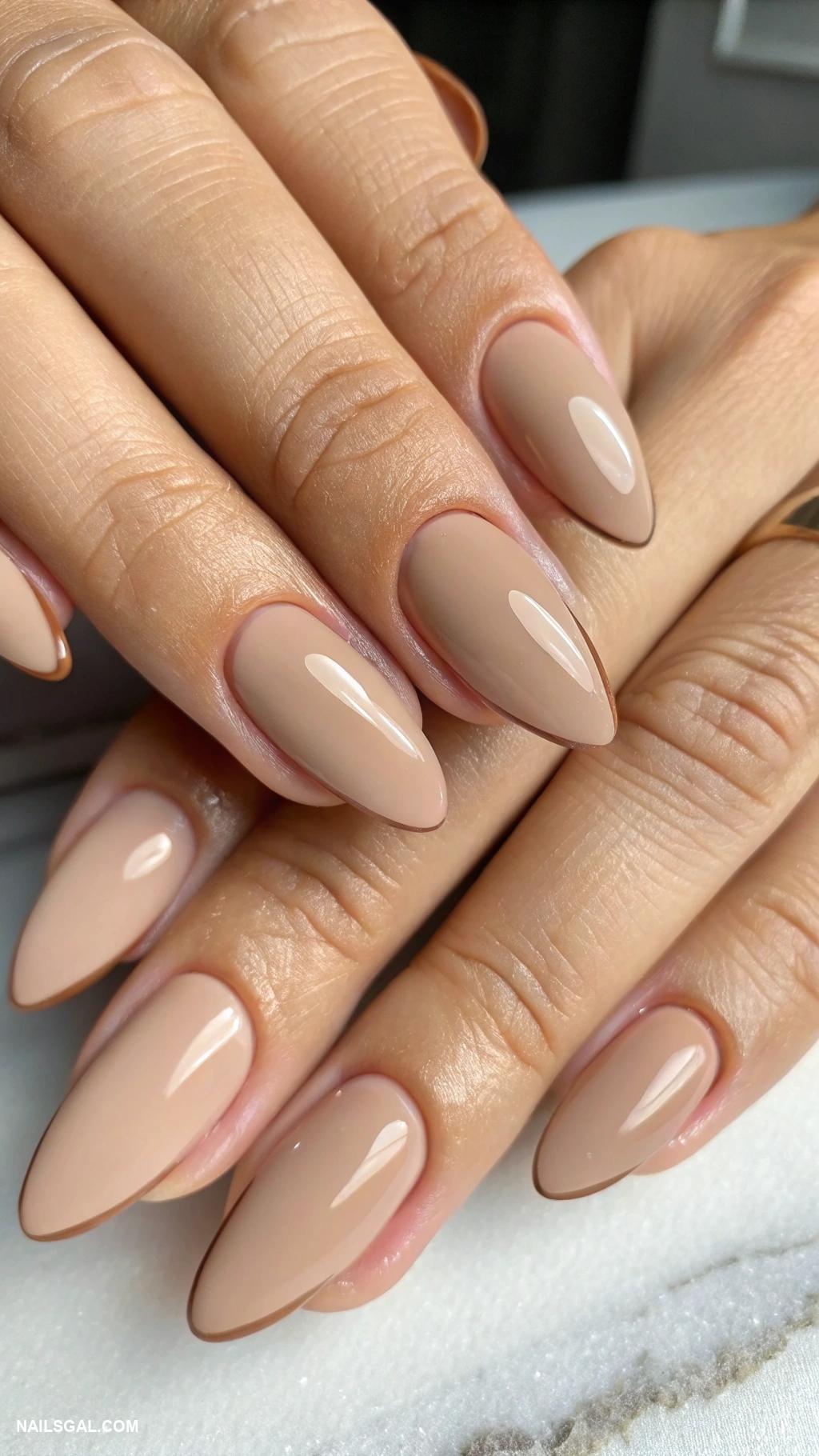 neutral color nail designs Matte beige with glossy tips