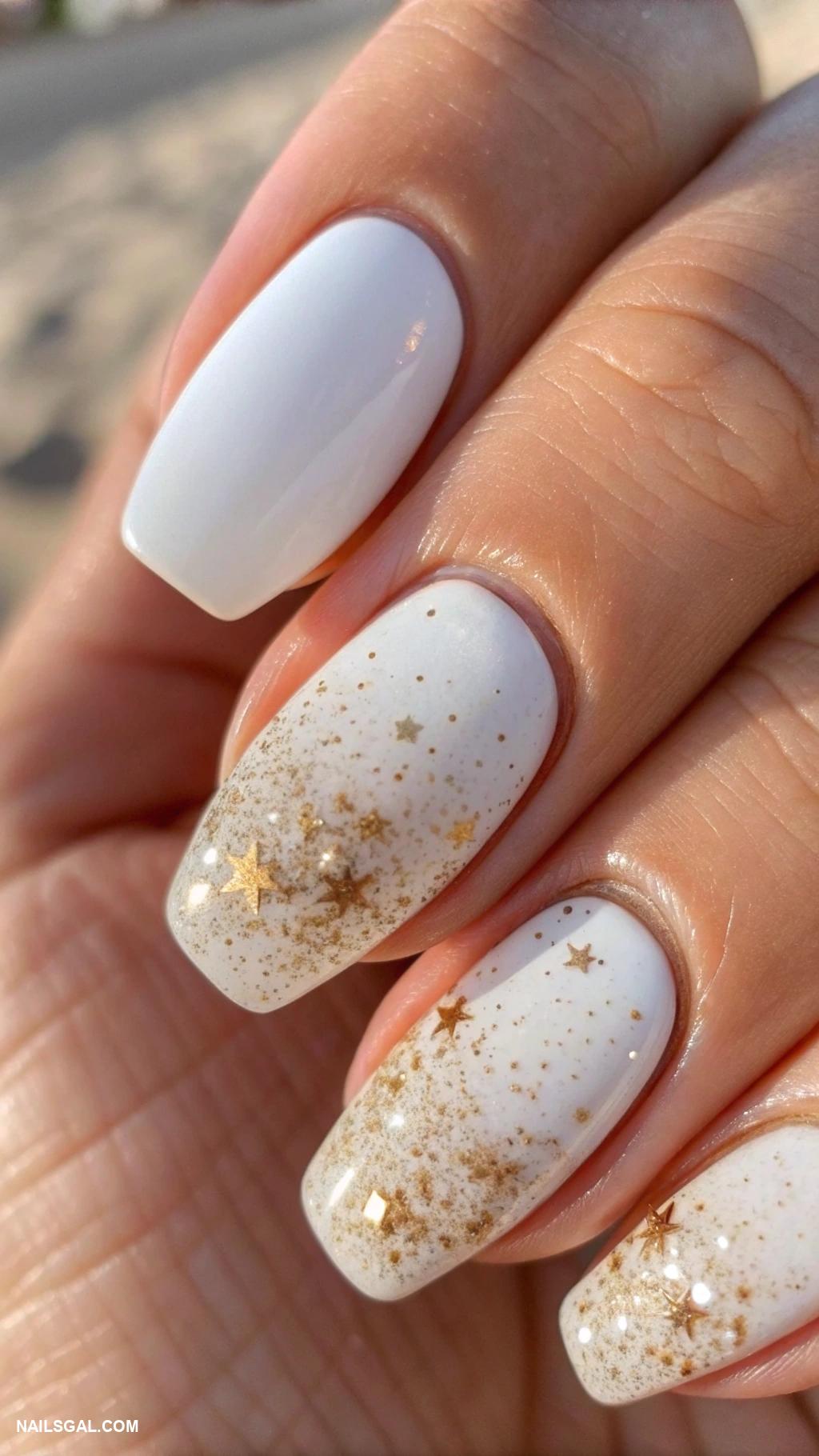 neutral color nail designs White base with subtle sand flecks