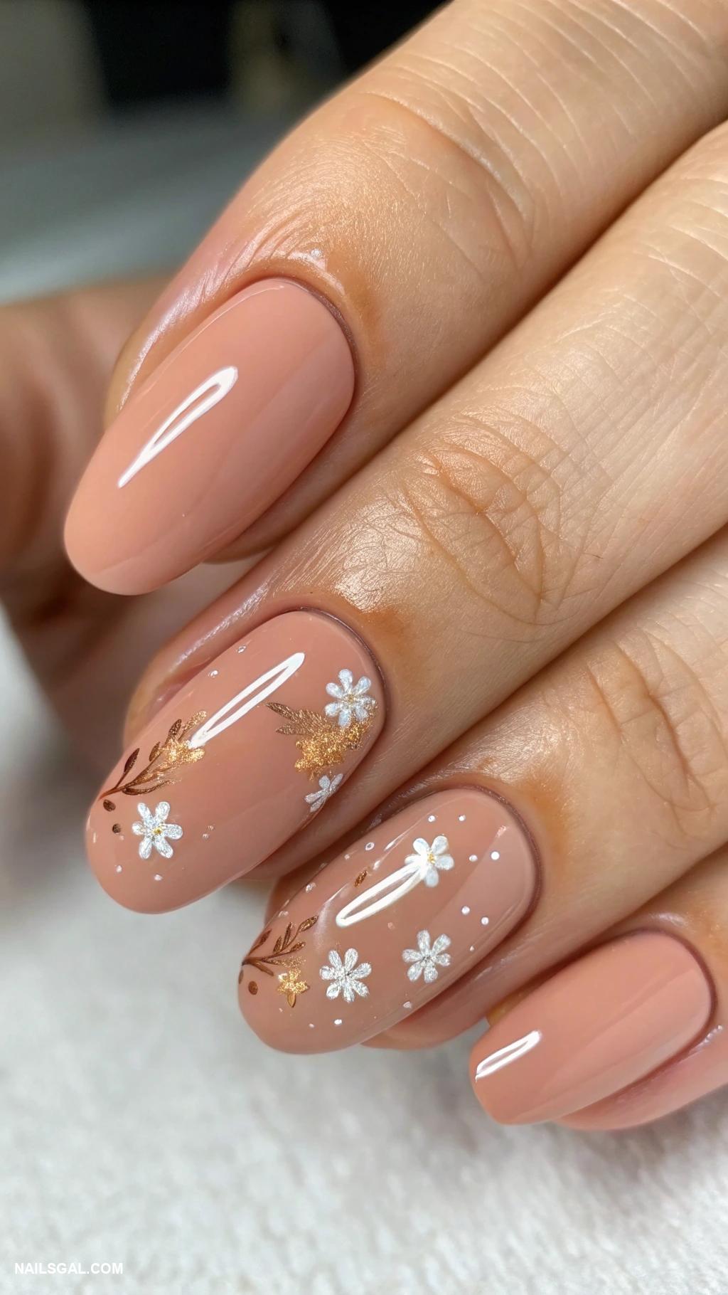 neutral nail colors Muted peach with a glossy sheen