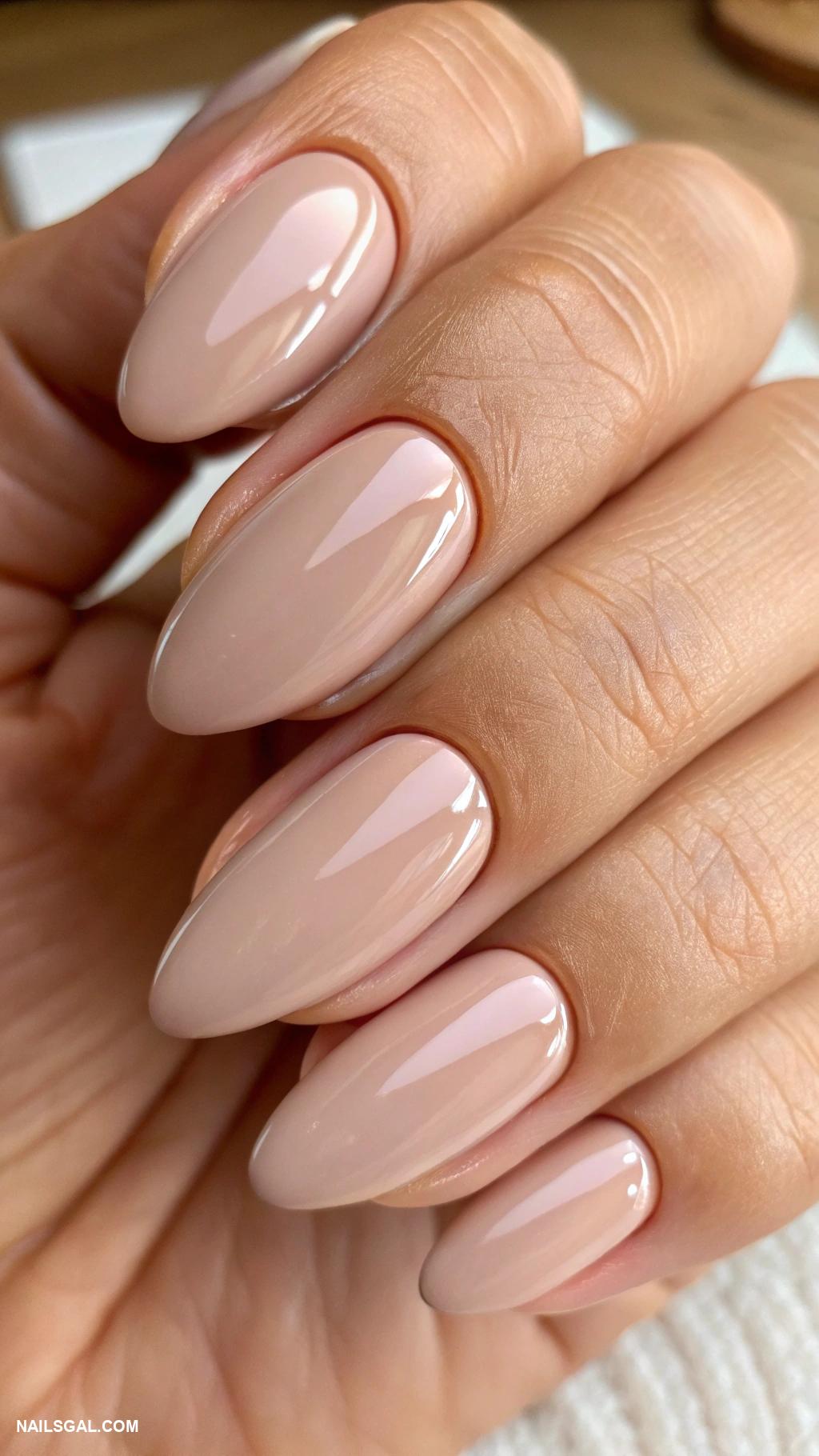 neutral nail colors Soft beige with a glossy finish