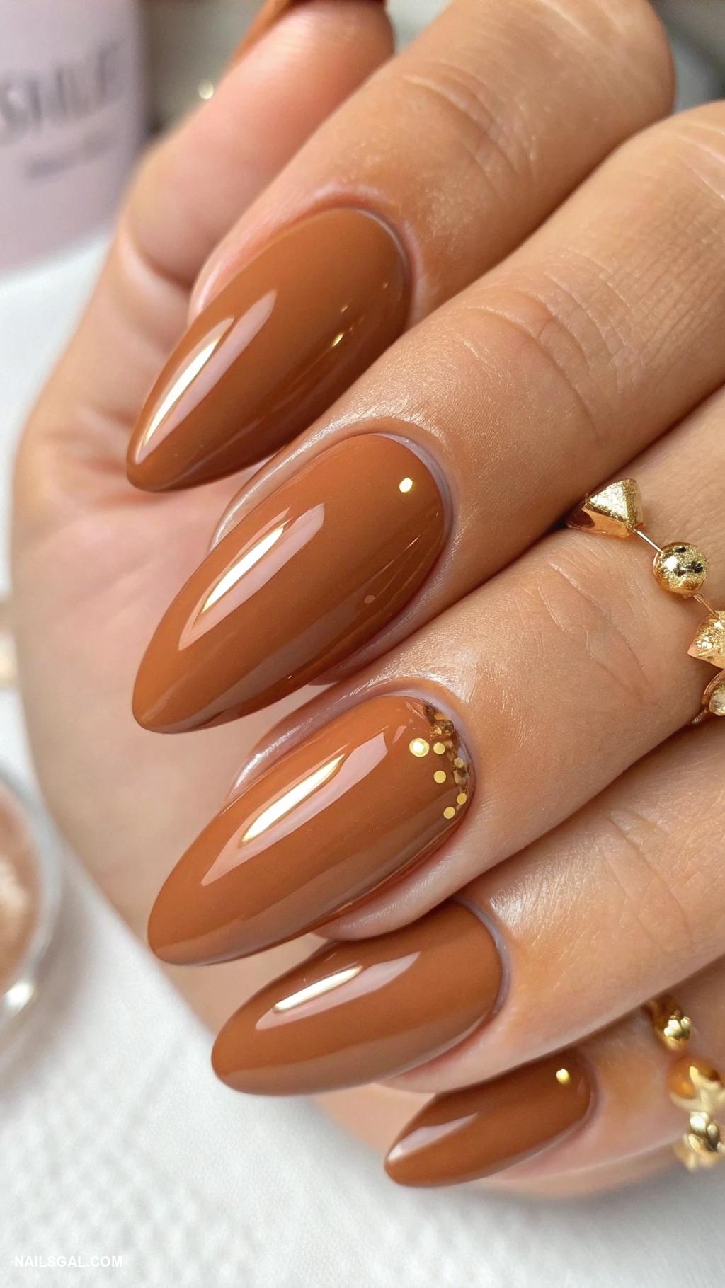 neutral nail colors Warm caramel with a satin finish