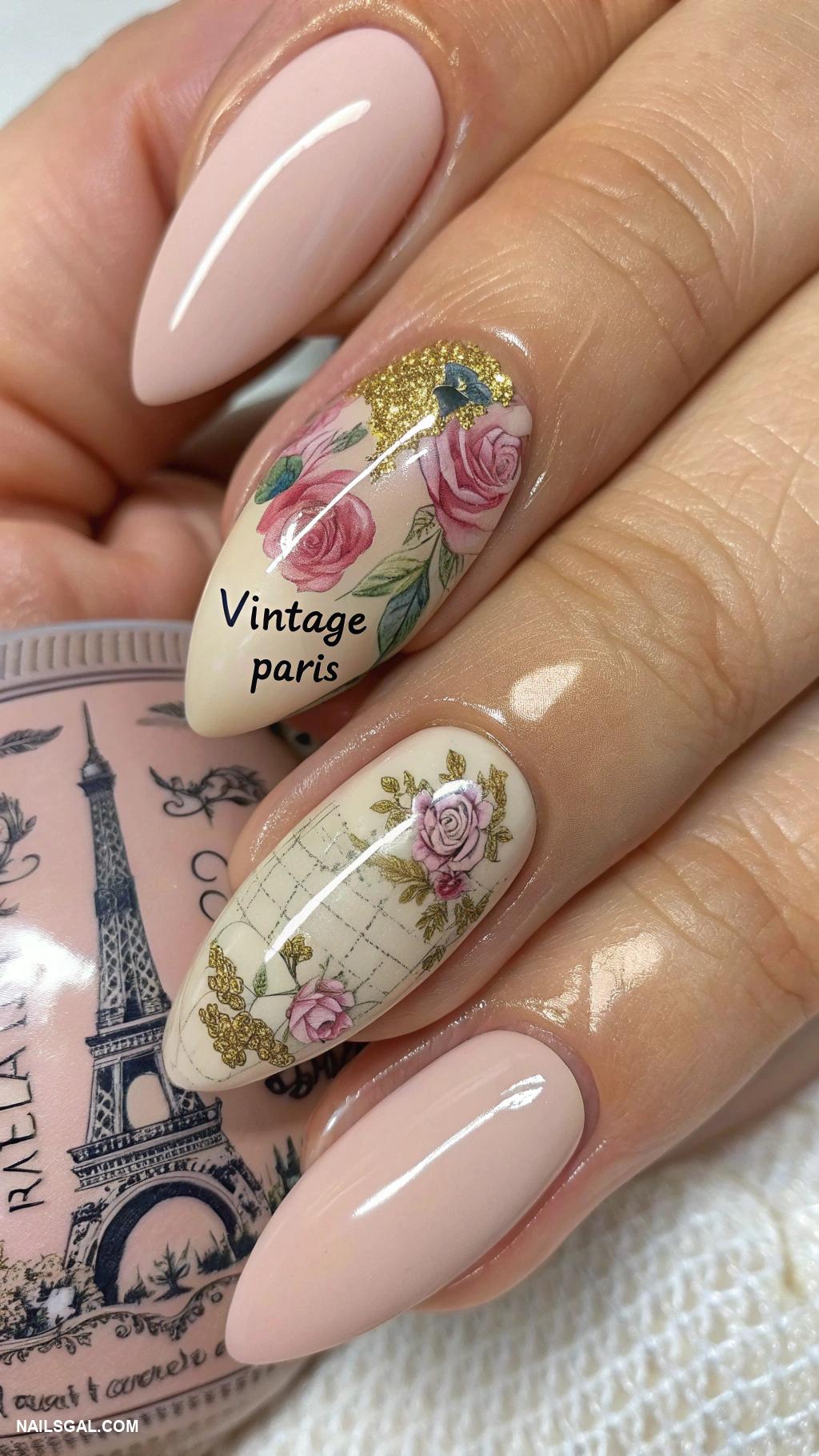 paris nails Vintage Paris postcards nail art