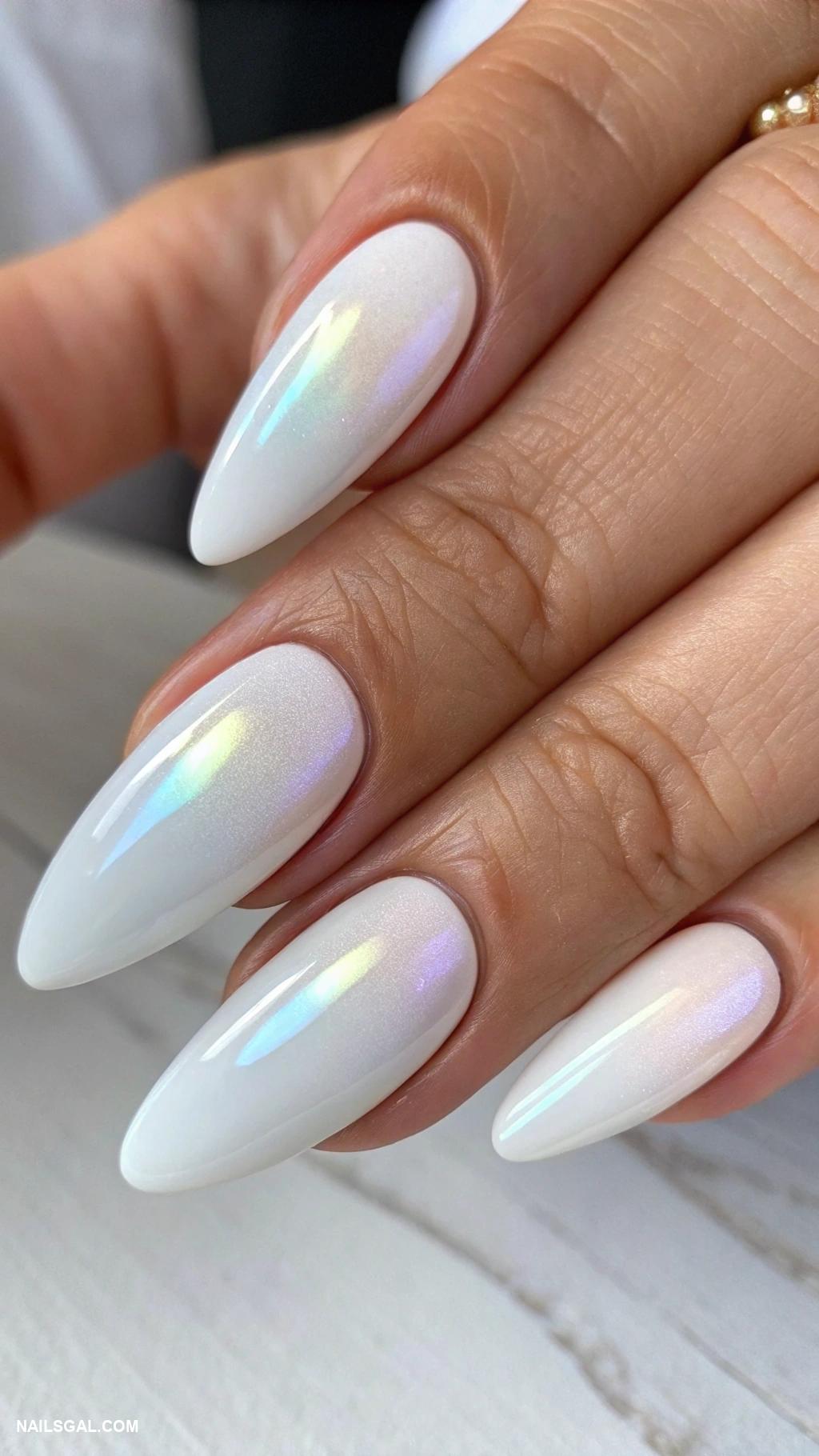 pearl white nails Matte pearl white with glossy tips