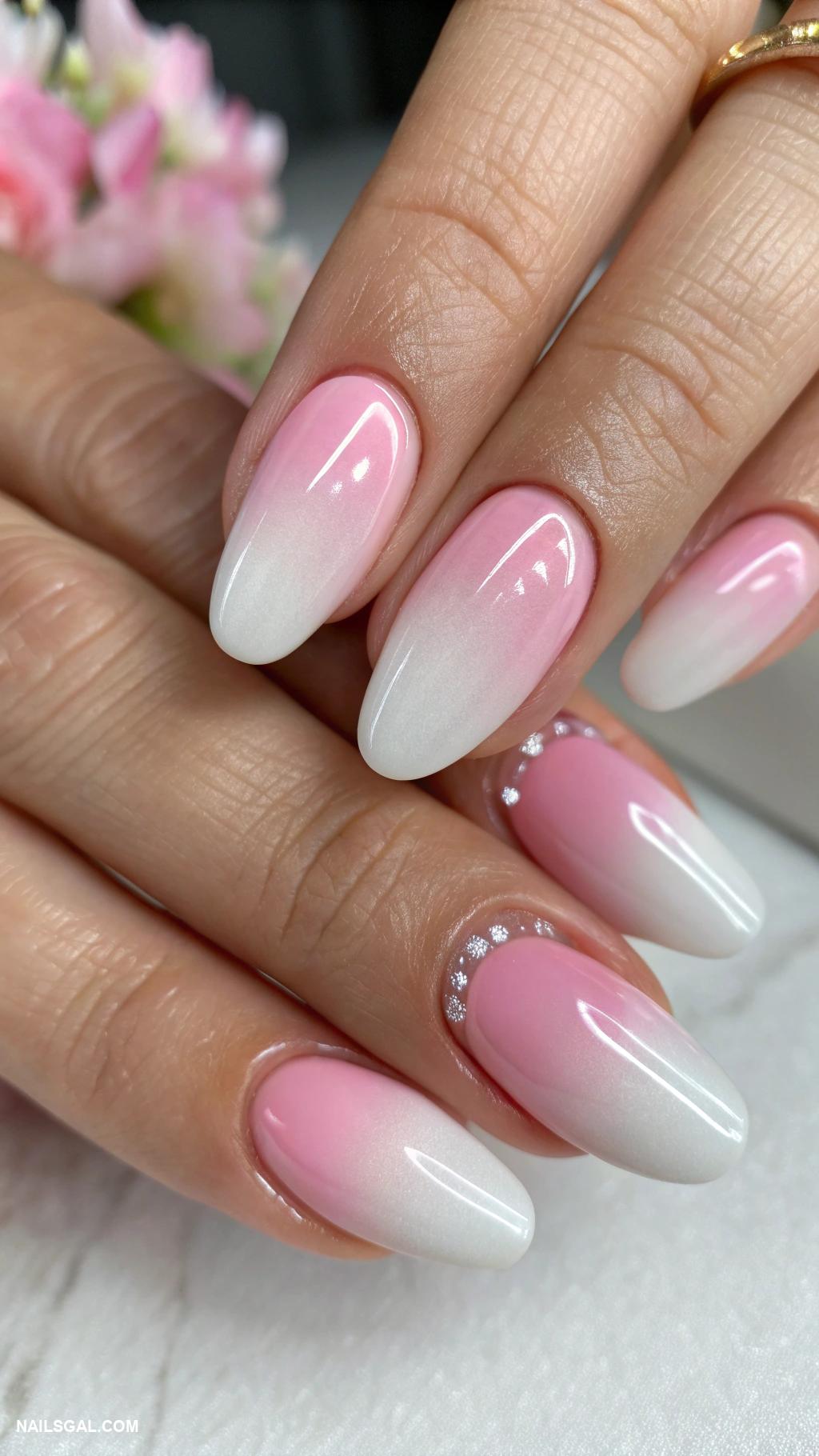 pearl white nails Ombre pearl white to soft pink