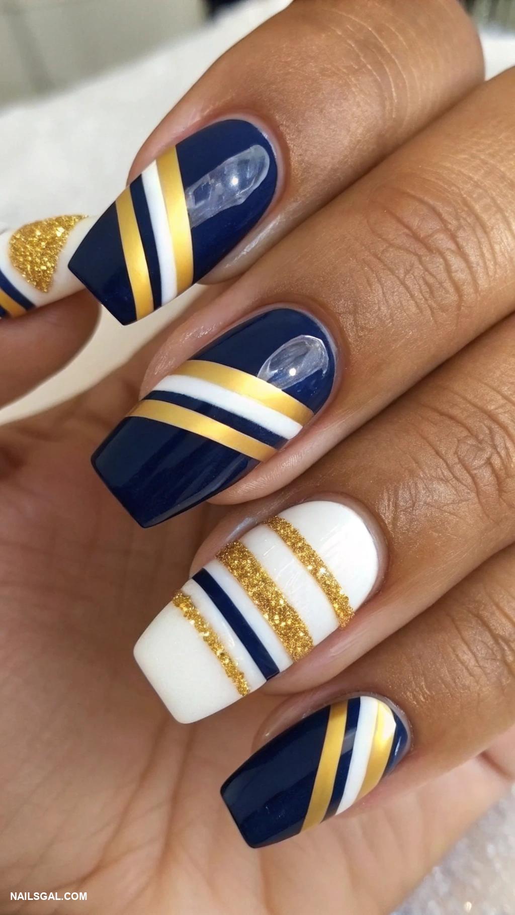 graduation nails acrylic Bold stripes in graduation colors