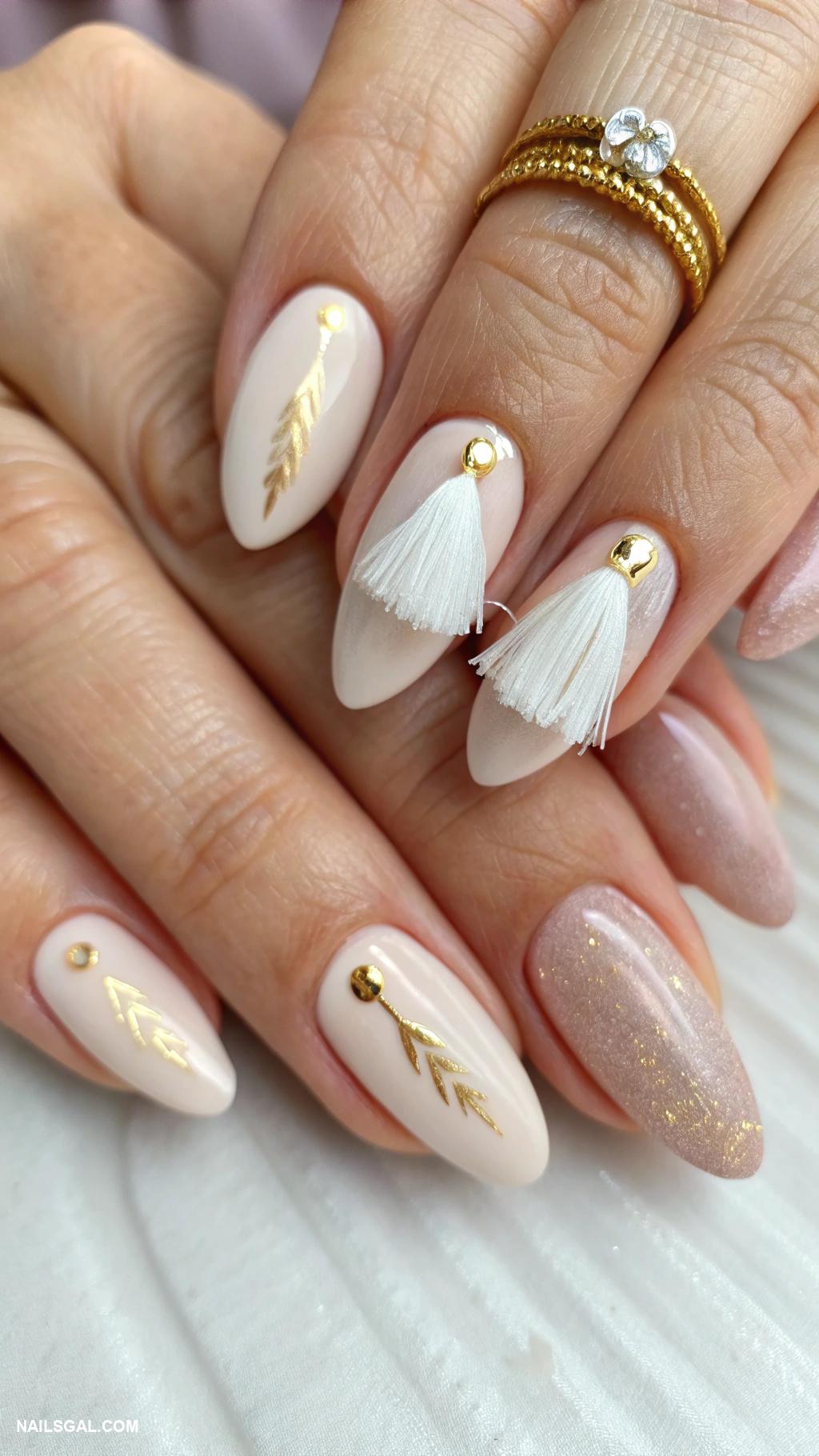 graduation nails acrylic Minimalist tassel nail art