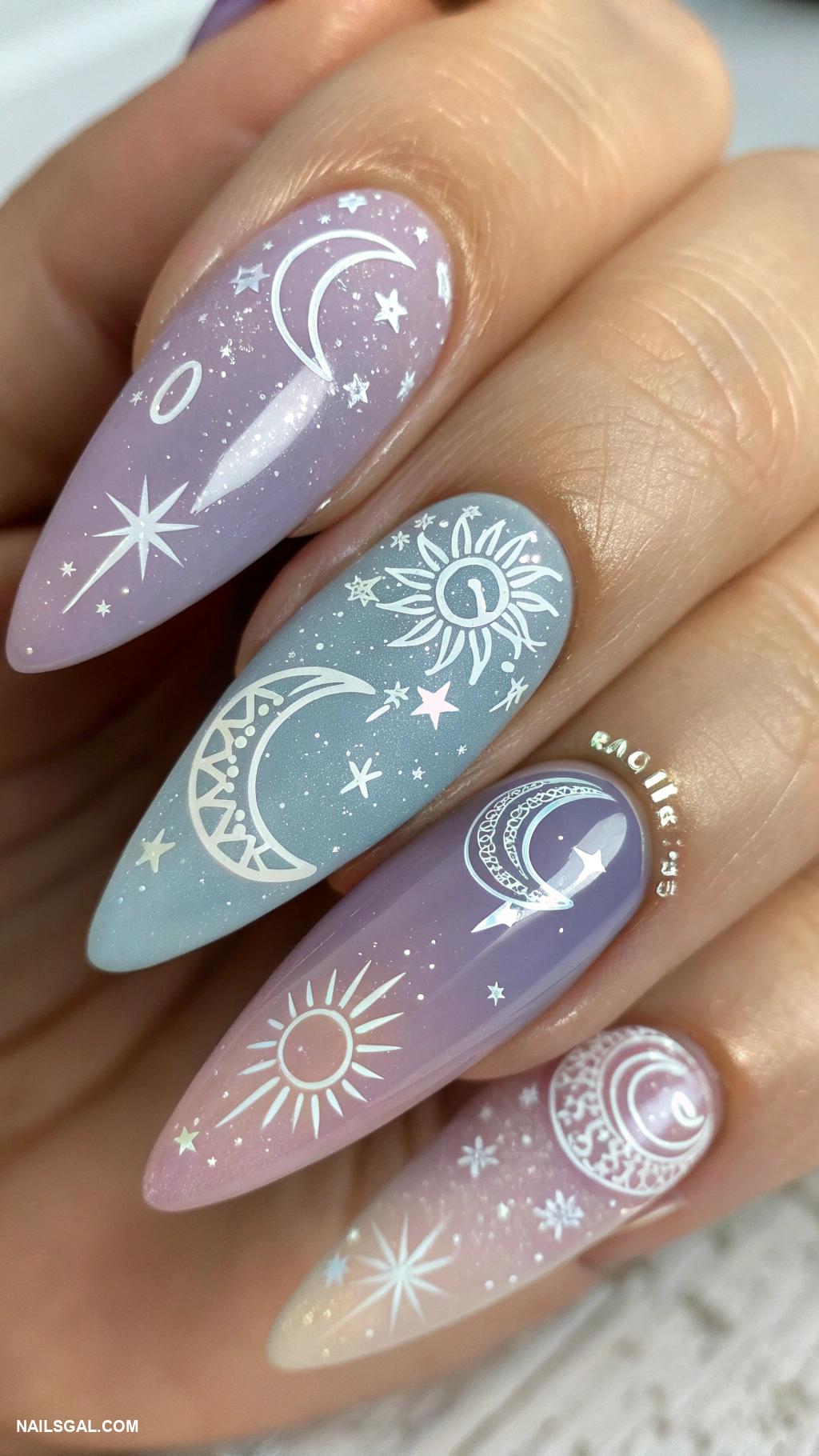 graduation nails acrylic Moon phases in spirit colors
