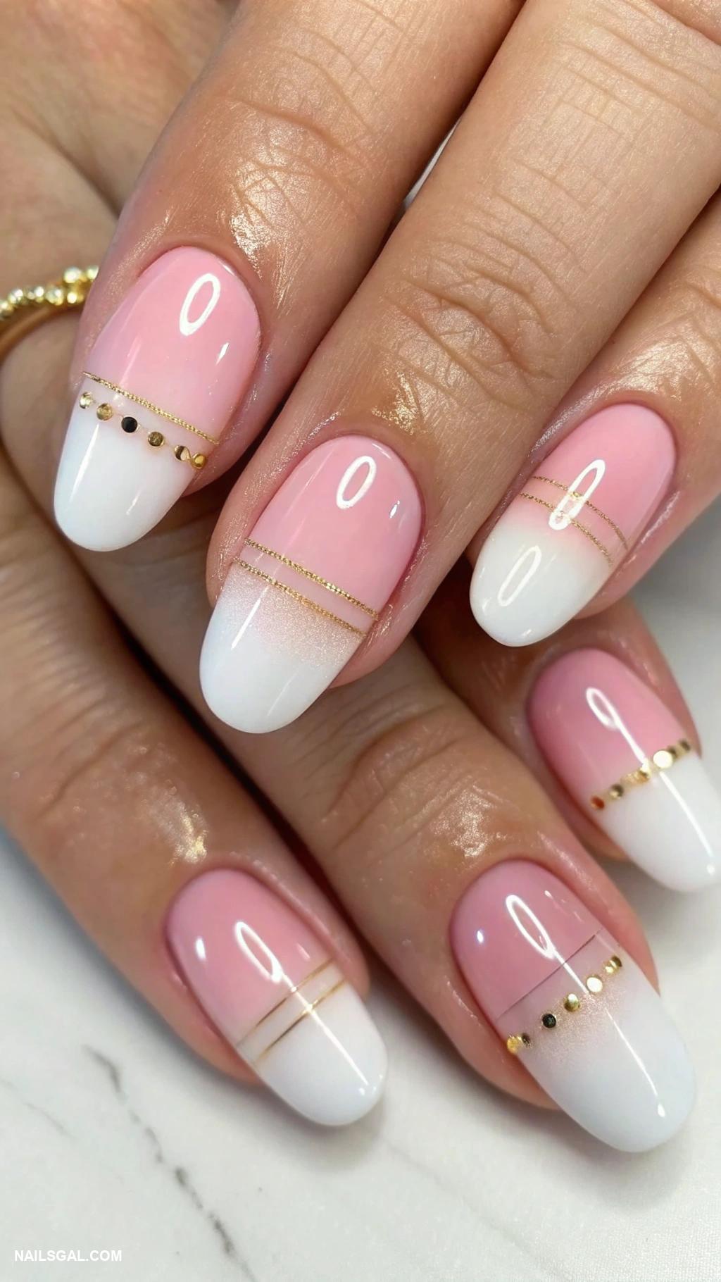pink ombre nails Pastel pink fades into white