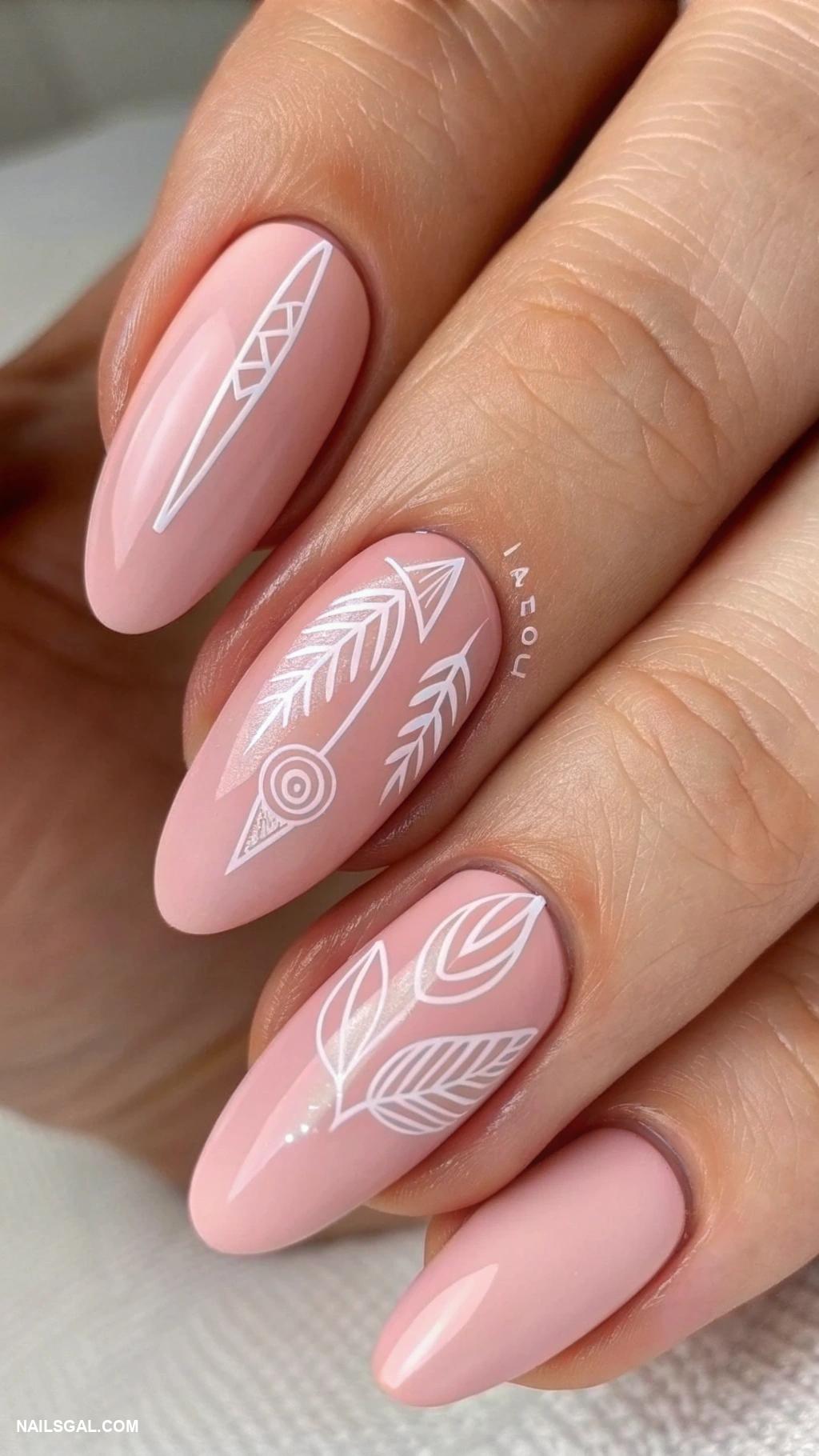 pink prom nails Satin blush pink with minimalist line art