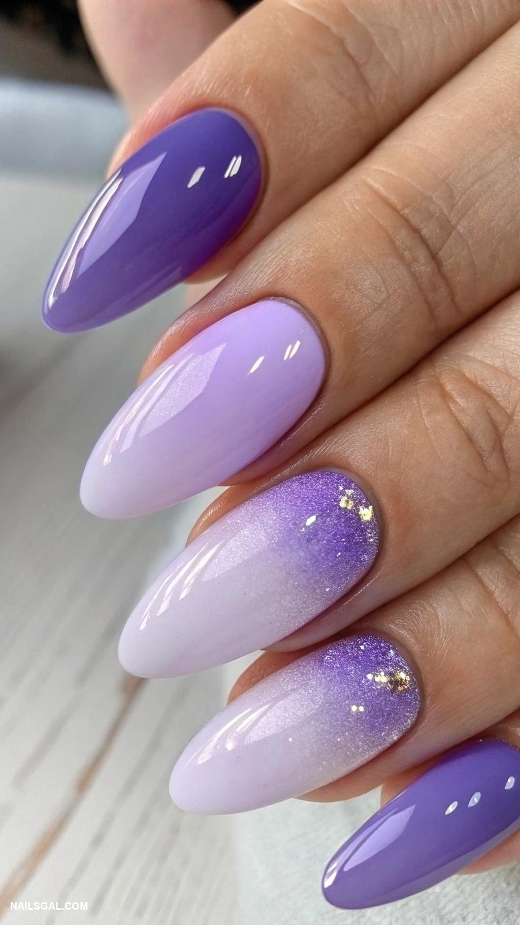 purple ombre nails Soft lavender to deep violet gradient