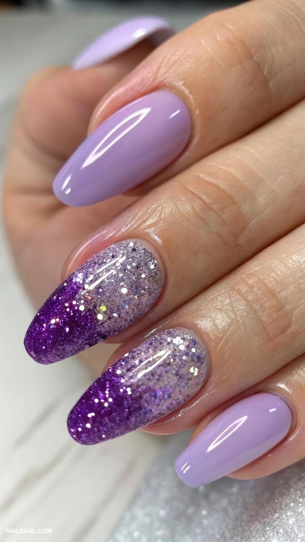 purple ombre nails Sparkly purple tips over ombre base