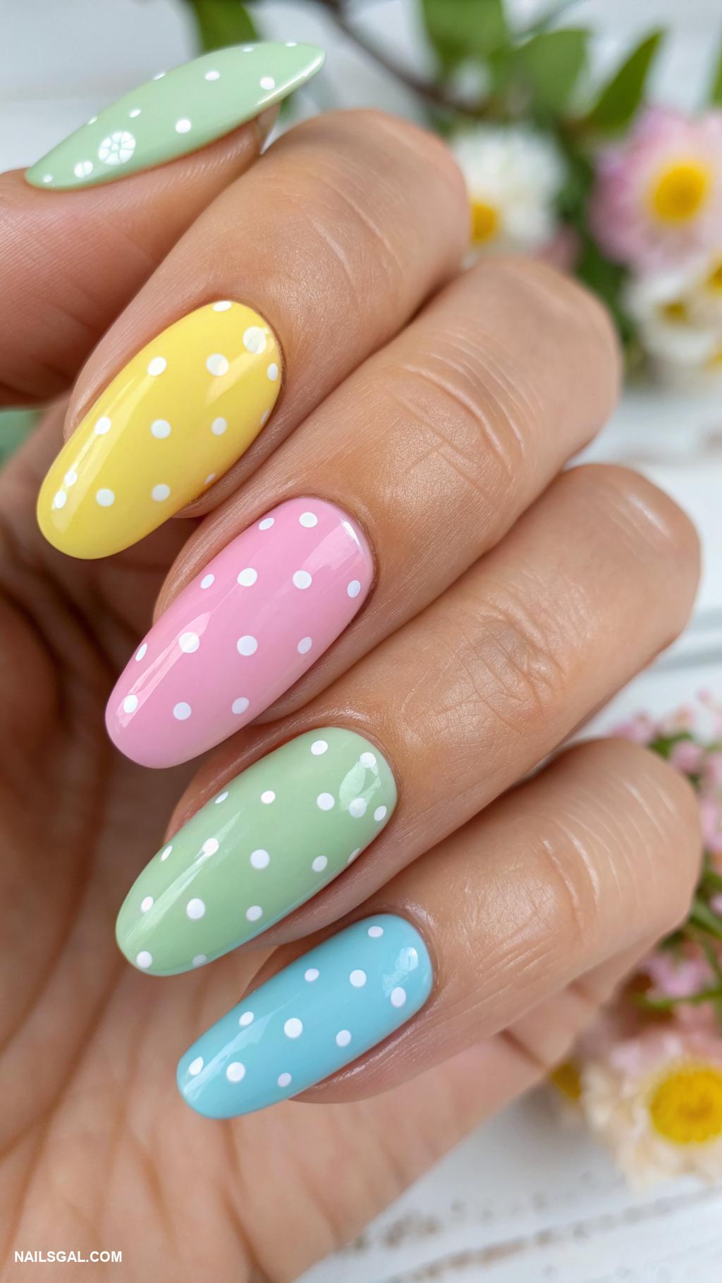 spring nail designs Bright colors with polka dots